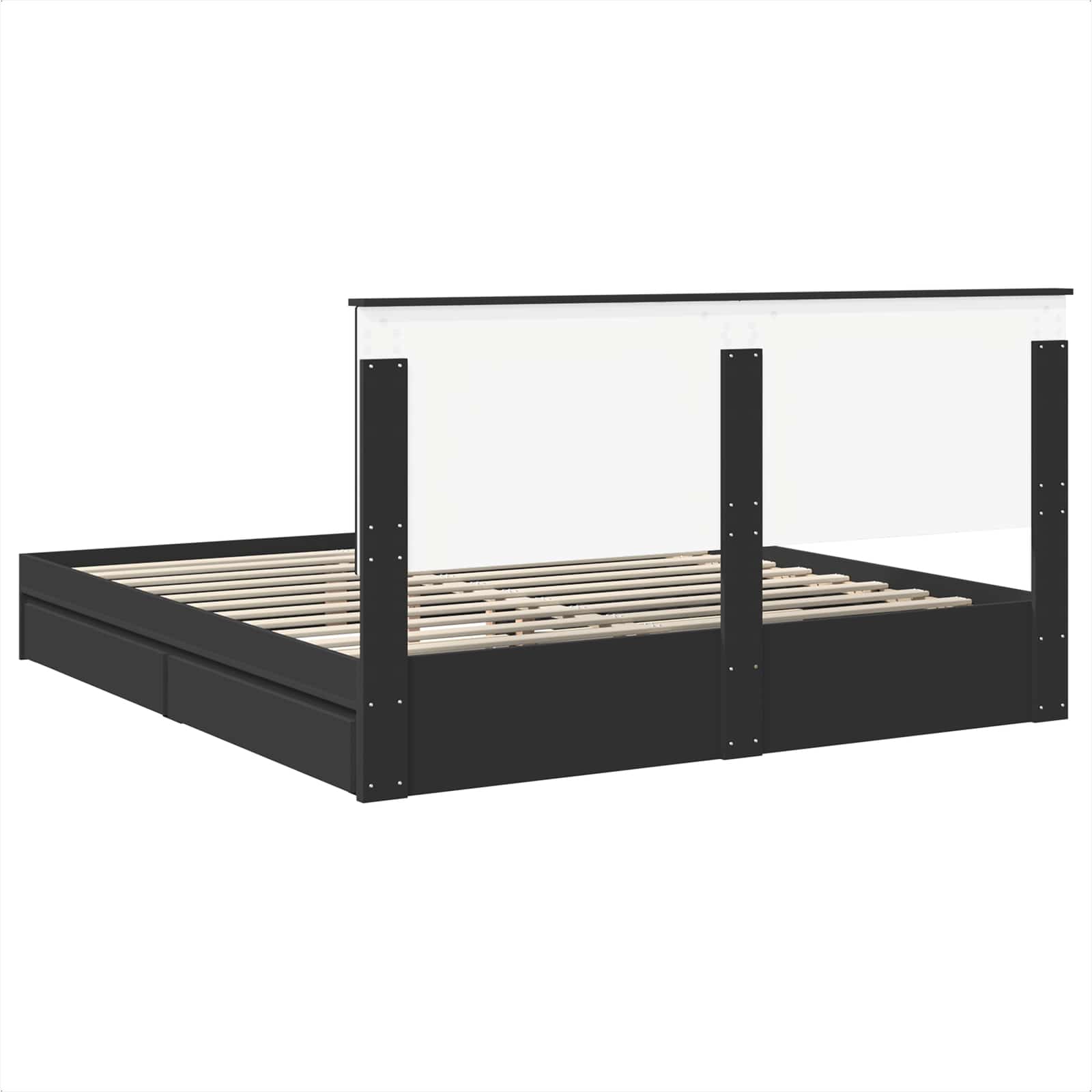 Opslag bed met hoofdeinde Zwart 200 x 200 cm Bewerkt hout is nu te koop bij PeponiXL, paradijselijk wonen!