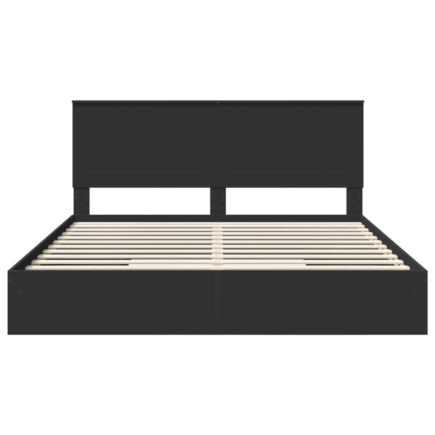 Opslag bed met hoofdeinde Zwart 200 x 200 cm Bewerkt hout is nu te koop bij PeponiXL, paradijselijk wonen!