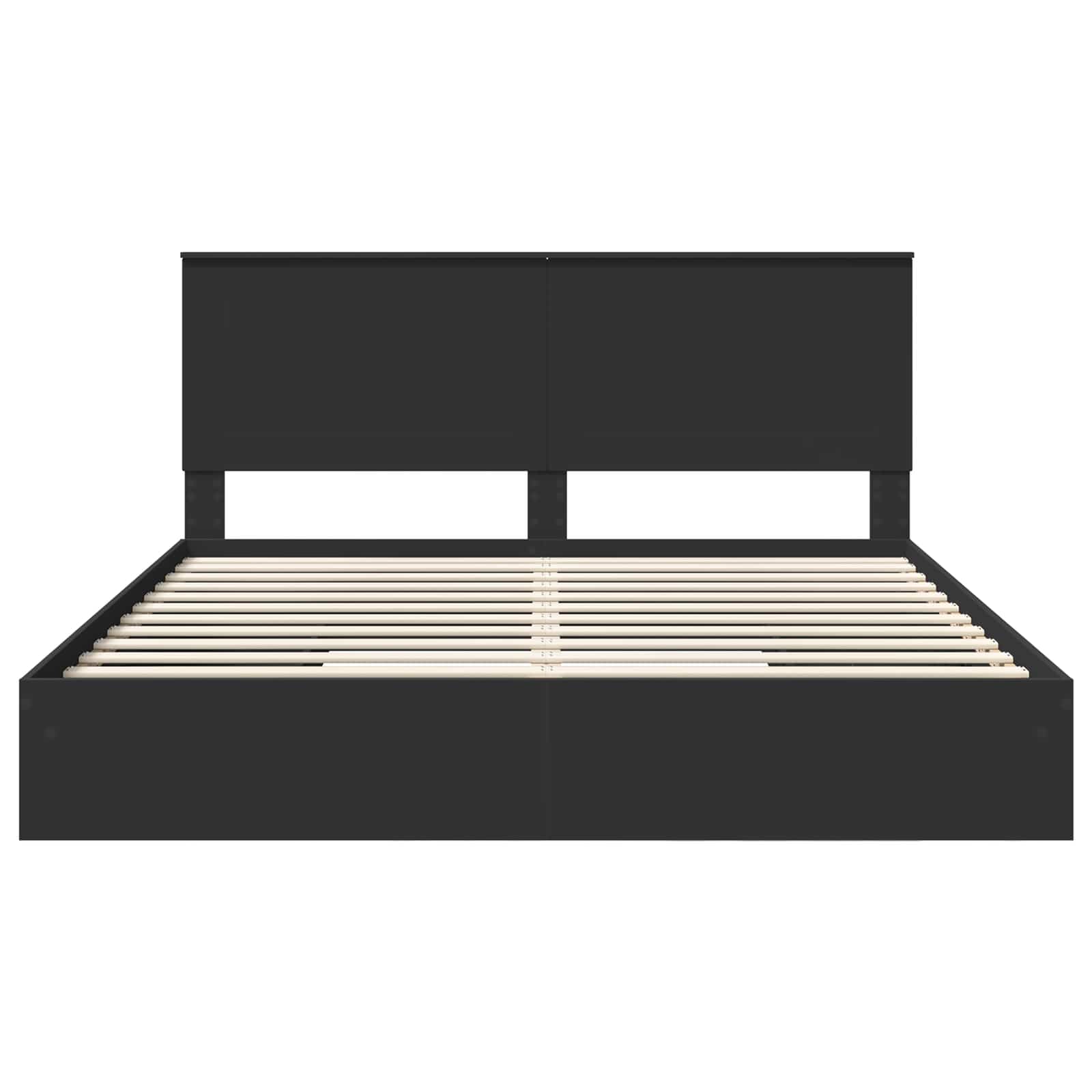 Opslag bed met hoofdeinde Zwart 200 x 200 cm Bewerkt hout is nu te koop bij PeponiXL, paradijselijk wonen!