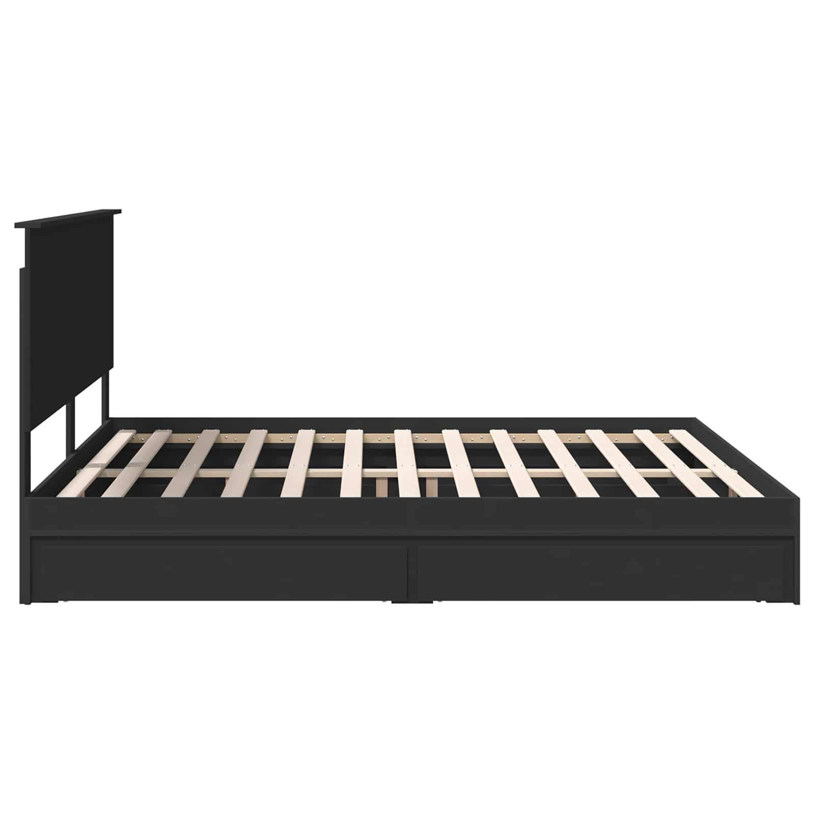 Opslag bed met hoofdeinde Zwart 200 x 200 cm Bewerkt hout is nu te koop bij PeponiXL, paradijselijk wonen!