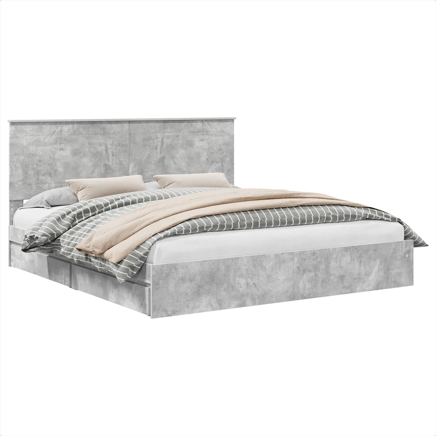 Opslag bed met hoofdeinde Beton Grijs 200 x 200 cm Bewerkt hout is nu te koop bij PeponiXL, paradijselijk wonen!