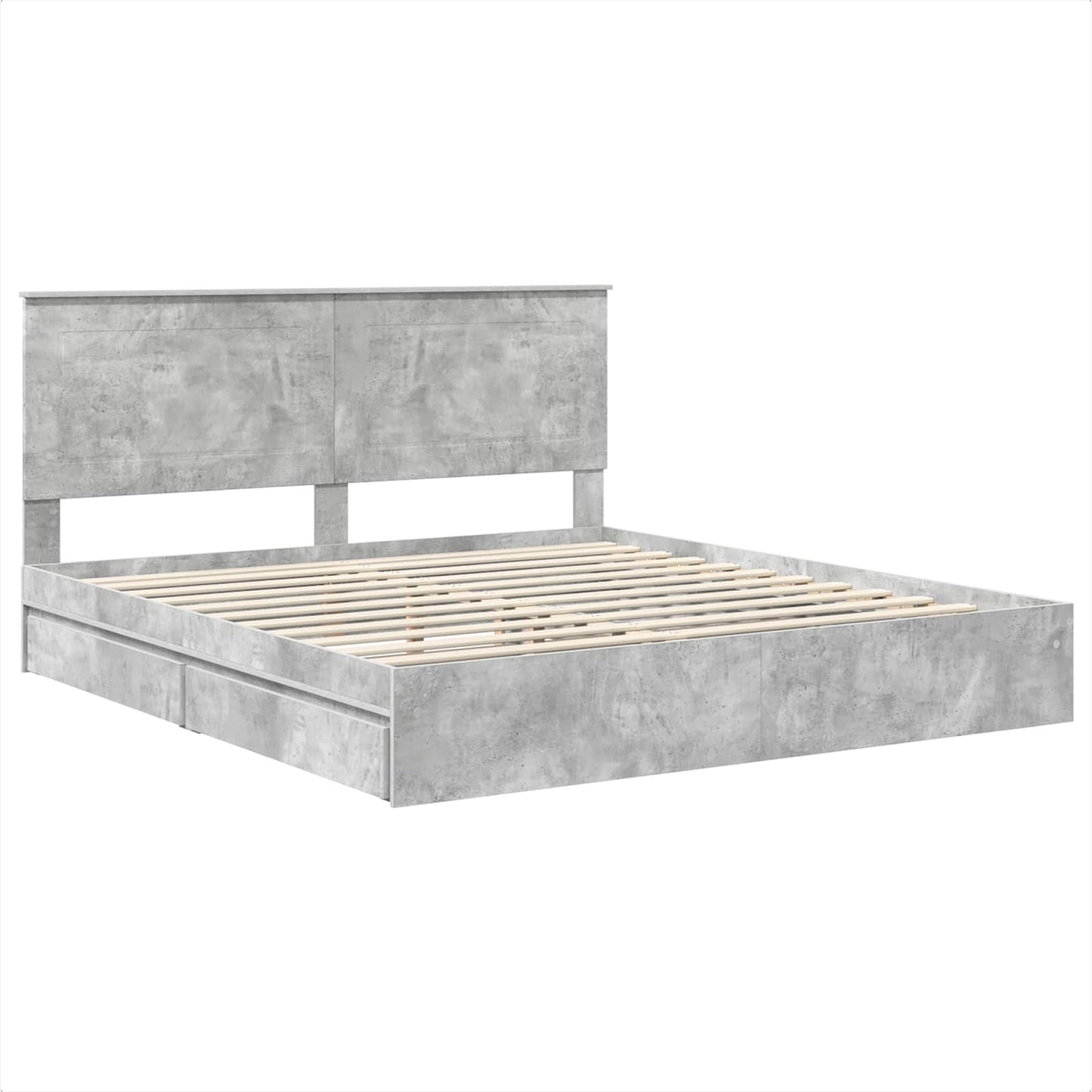 Opslag bed met hoofdeinde Beton Grijs 200 x 200 cm Bewerkt hout is nu te koop bij PeponiXL, paradijselijk wonen!