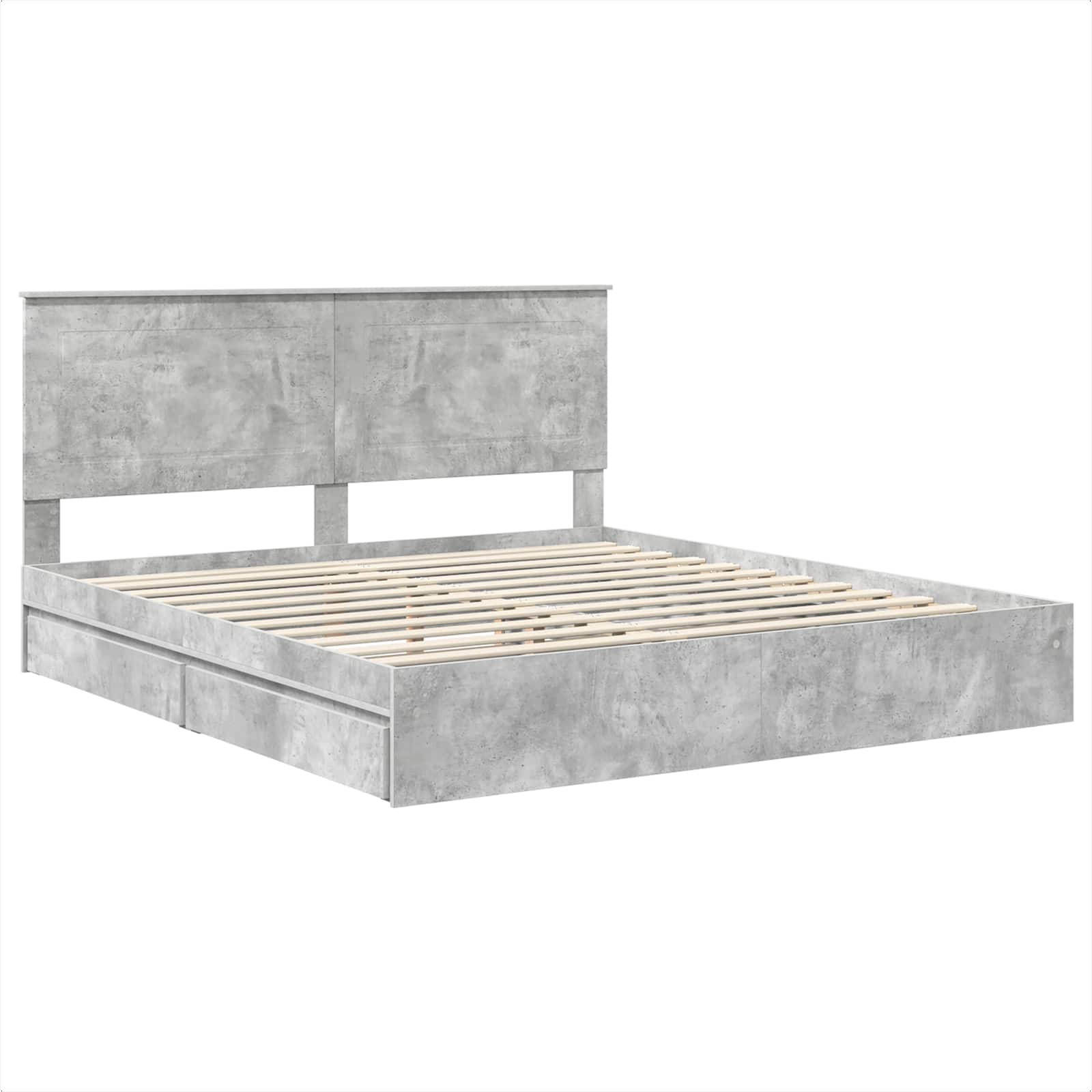 Opslag bed met hoofdeinde Beton Grijs 200 x 200 cm Bewerkt hout is nu te koop bij PeponiXL, paradijselijk wonen!