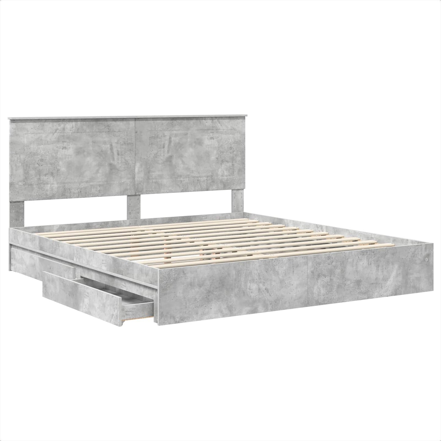 Opslag bed met hoofdeinde Beton Grijs 200 x 200 cm Bewerkt hout is nu te koop bij PeponiXL, paradijselijk wonen!