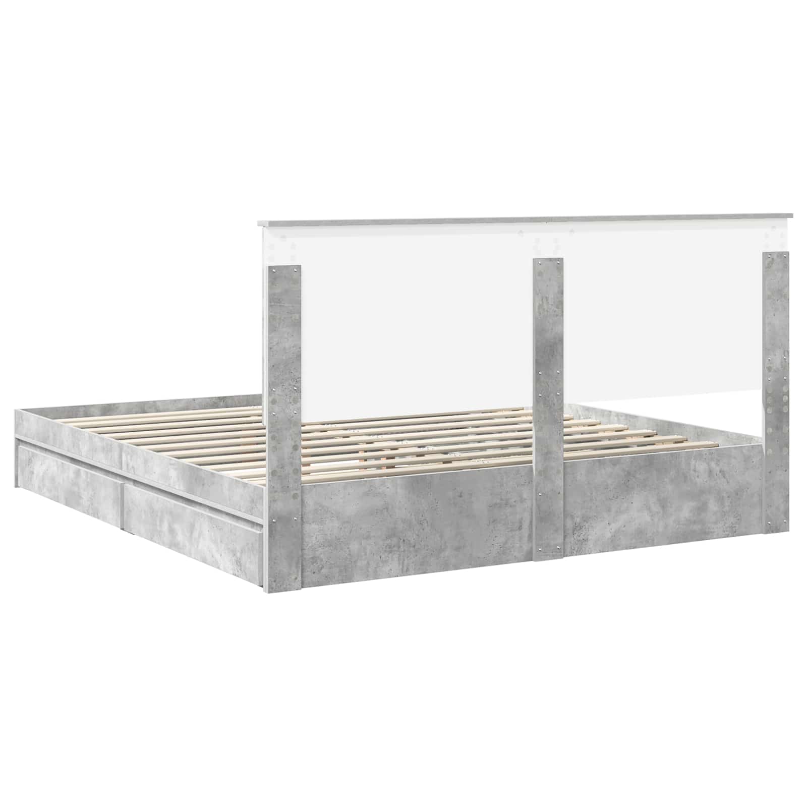 Opslag bed met hoofdeinde Beton Grijs 200 x 200 cm Bewerkt hout is nu te koop bij PeponiXL, paradijselijk wonen!