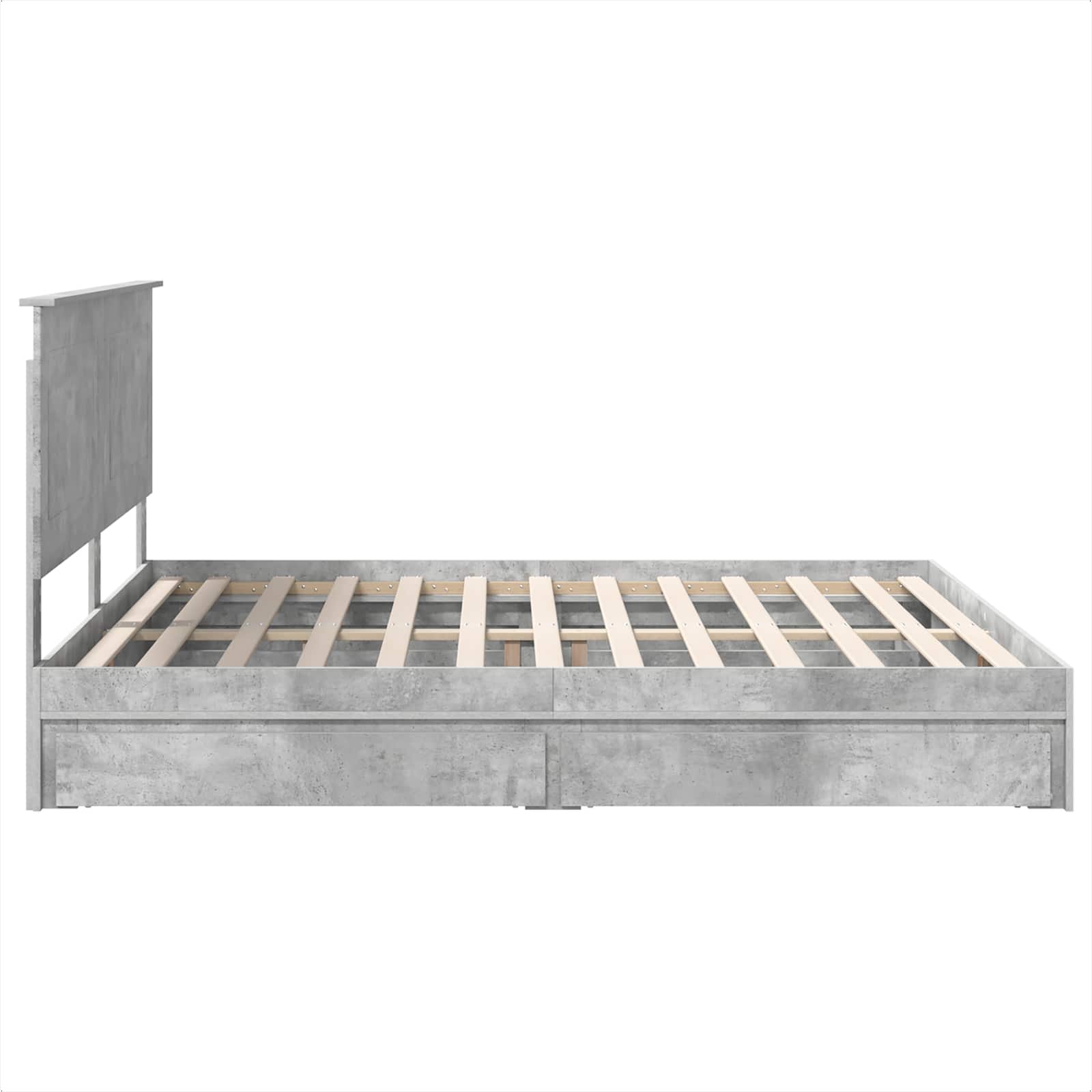 Opslag bed met hoofdeinde Beton Grijs 200 x 200 cm Bewerkt hout is nu te koop bij PeponiXL, paradijselijk wonen!