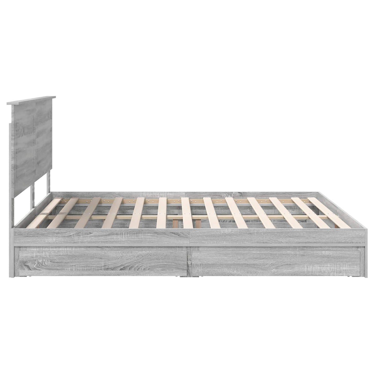 Opslag bed met lade Grijs Sonoma 200 x 200 cm Bewerkt hout is nu te koop bij PeponiXL, paradijselijk wonen!