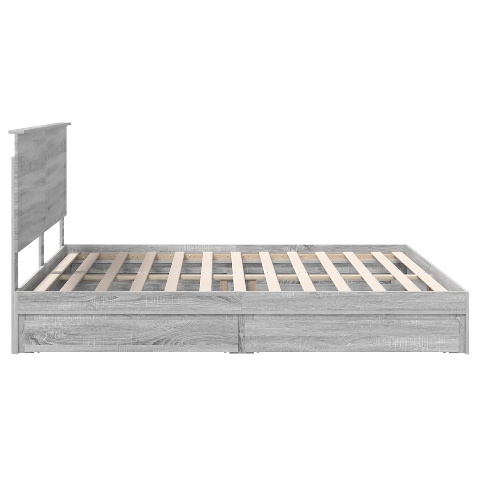 Opslag bed met lade Grijs Sonoma 200 x 200 cm Bewerkt hout is nu te koop bij PeponiXL, paradijselijk wonen!