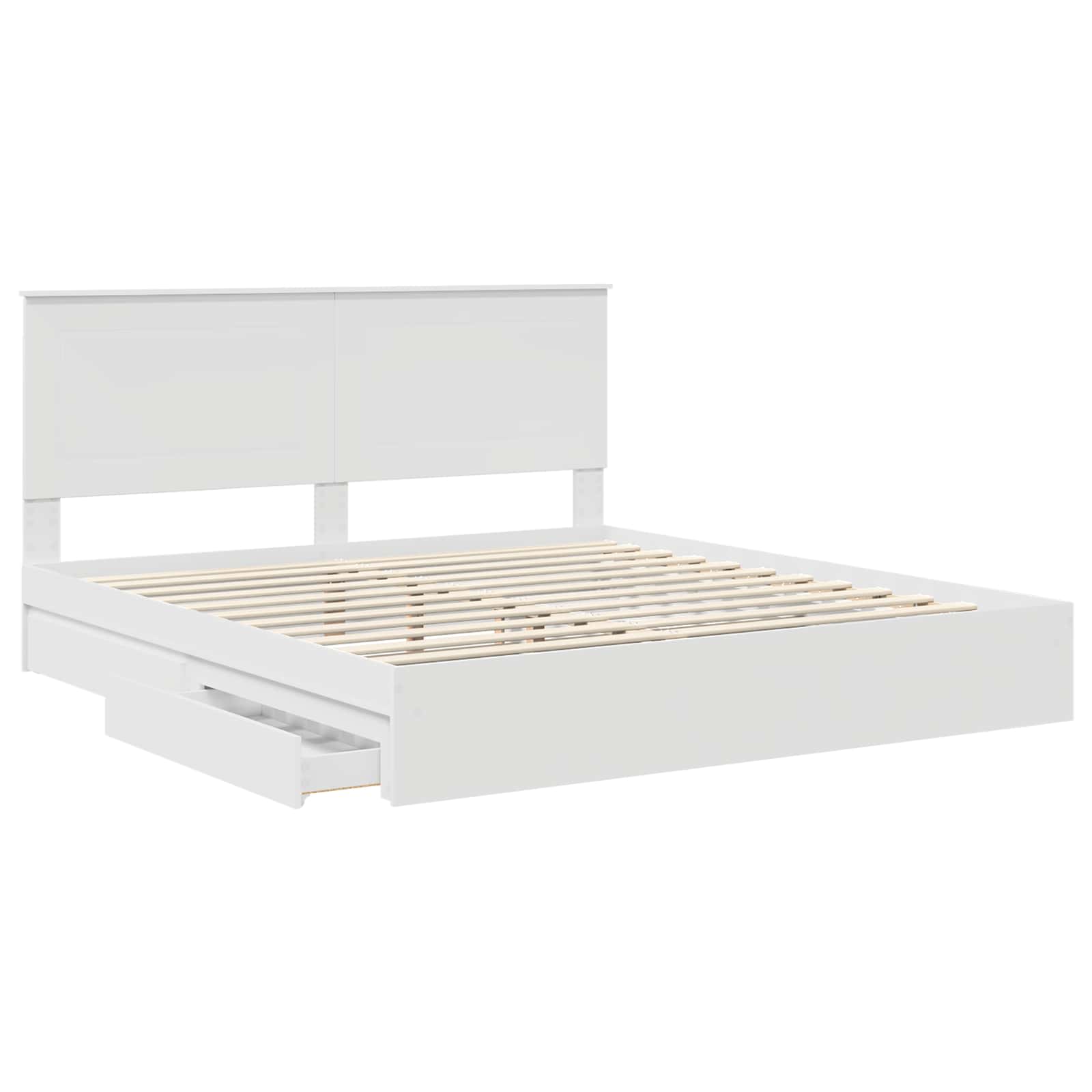 Opslag bed met hoofdeinde Wit 180 x 200 cm Bewerkt hout is nu te koop bij PeponiXL, paradijselijk wonen!
