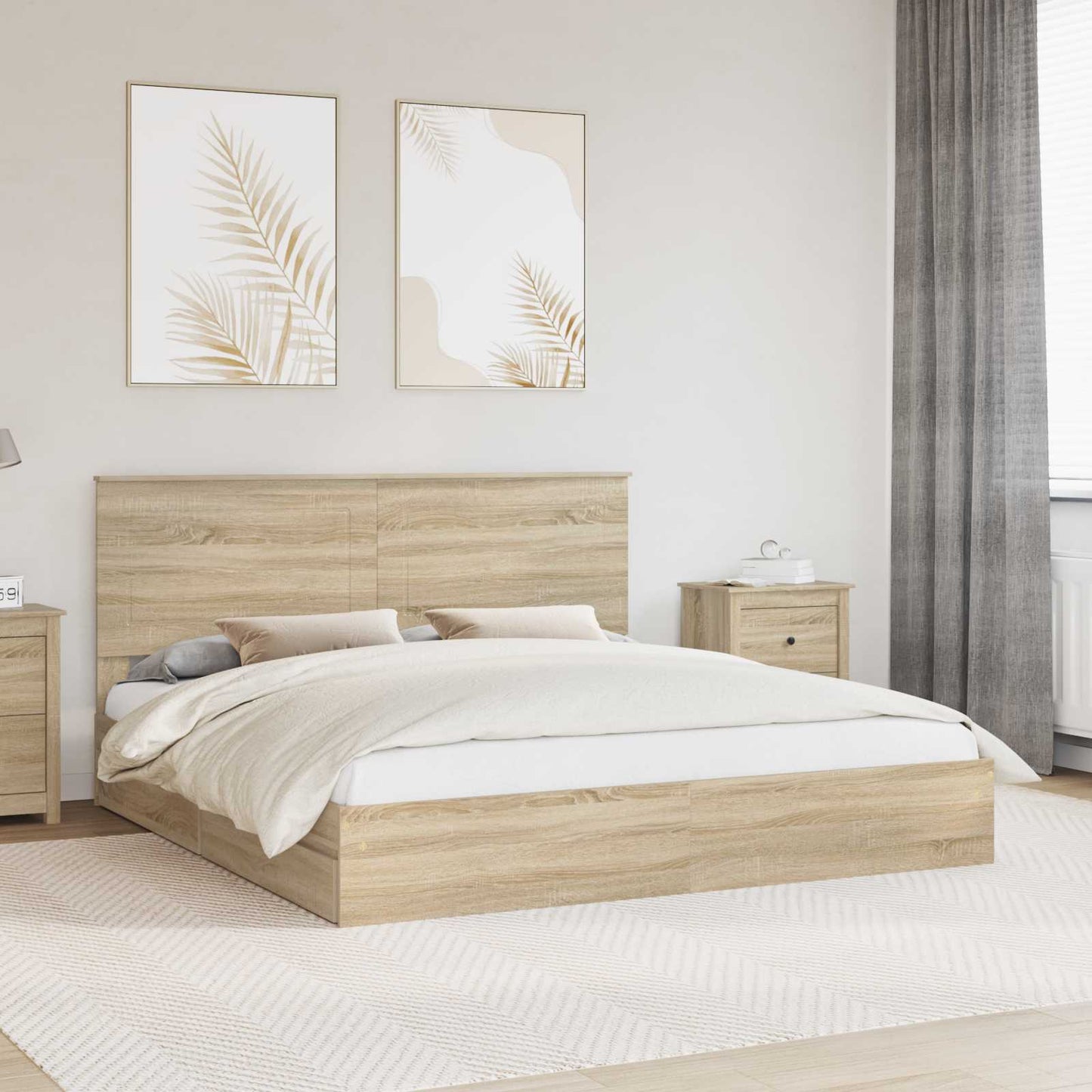 Opslag bed met lade Sonoma Eiken 180 x 200 cm Bewerkt hout is nu te koop bij PeponiXL, paradijselijk wonen!
