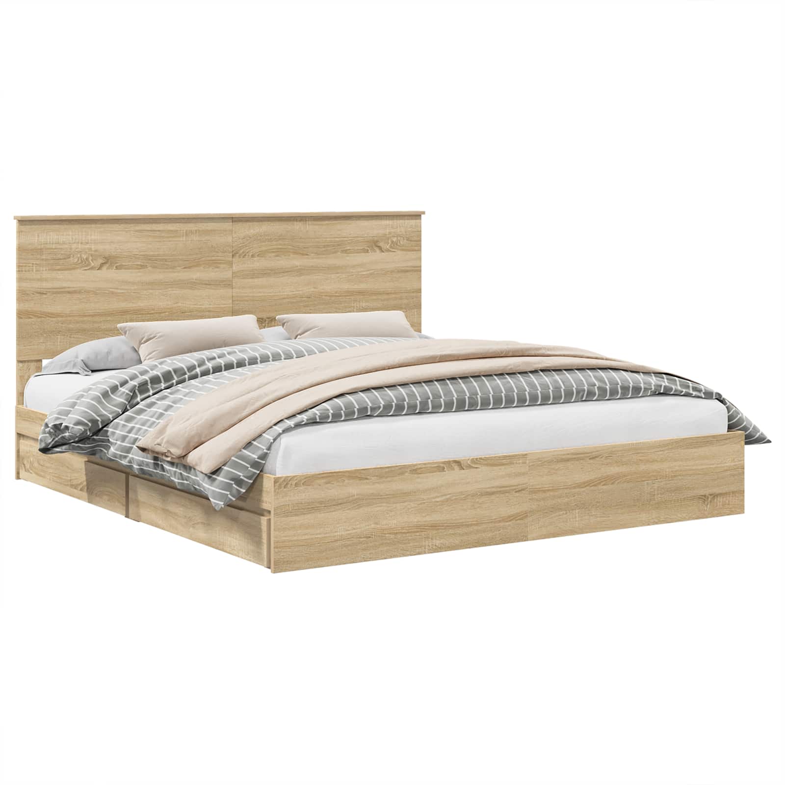 Opslag bed met lade Sonoma Eiken 180 x 200 cm Bewerkt hout is nu te koop bij PeponiXL, paradijselijk wonen!