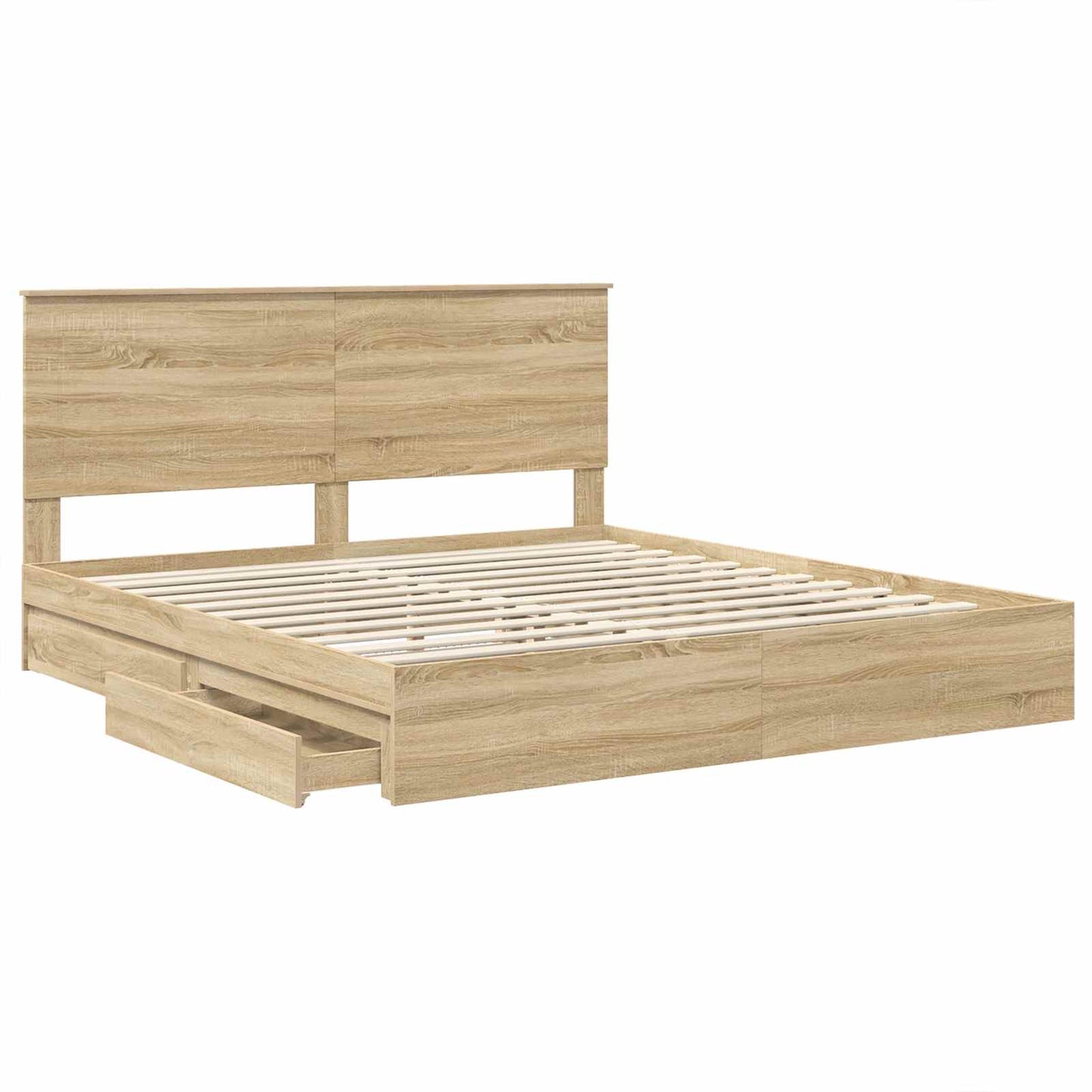 Opslag bed met lade Sonoma Eiken 180 x 200 cm Bewerkt hout is nu te koop bij PeponiXL, paradijselijk wonen!