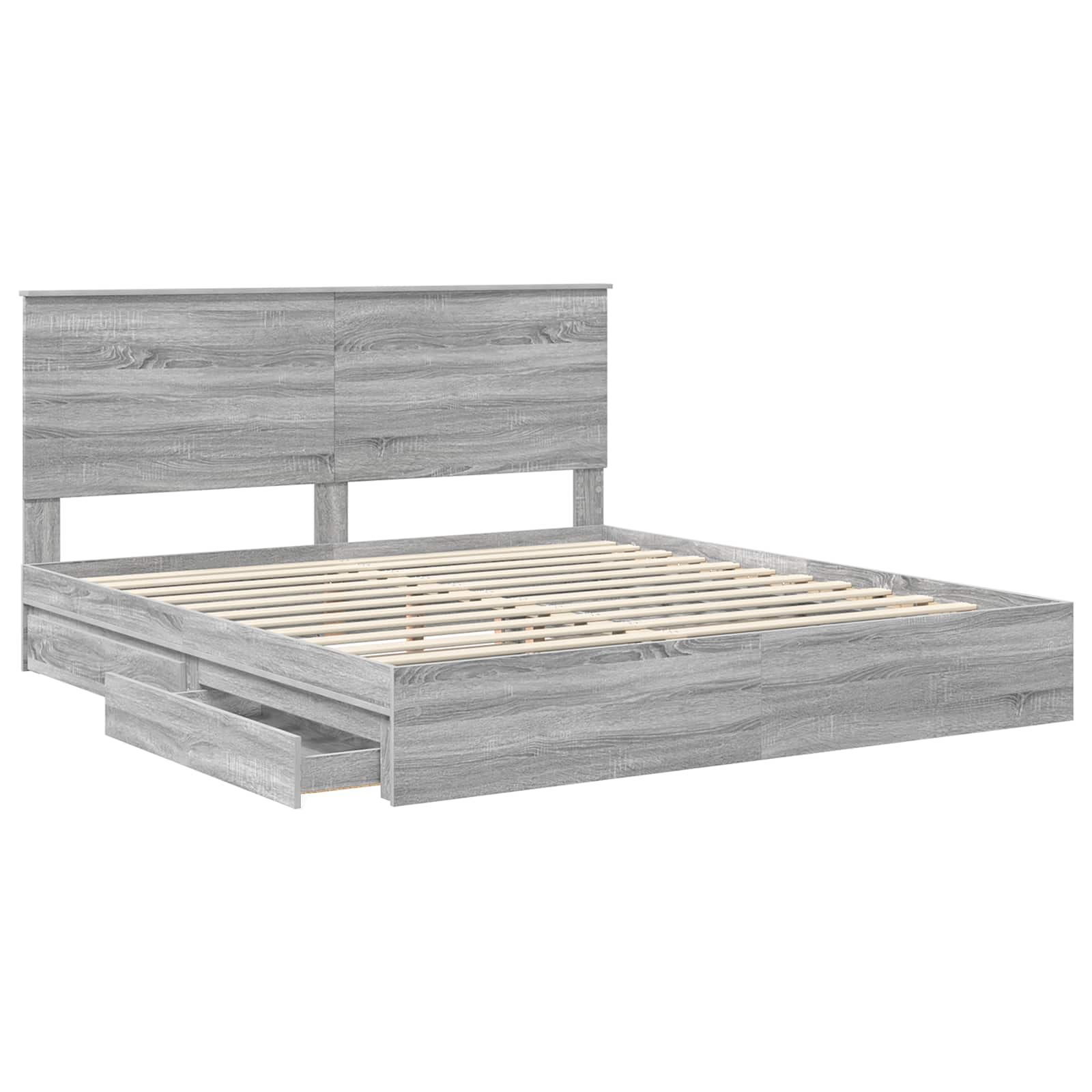 Opslag bed met lade Grijs Sonoma 180 x 200 cm Bewerkt hout is nu te koop bij PeponiXL, paradijselijk wonen!
