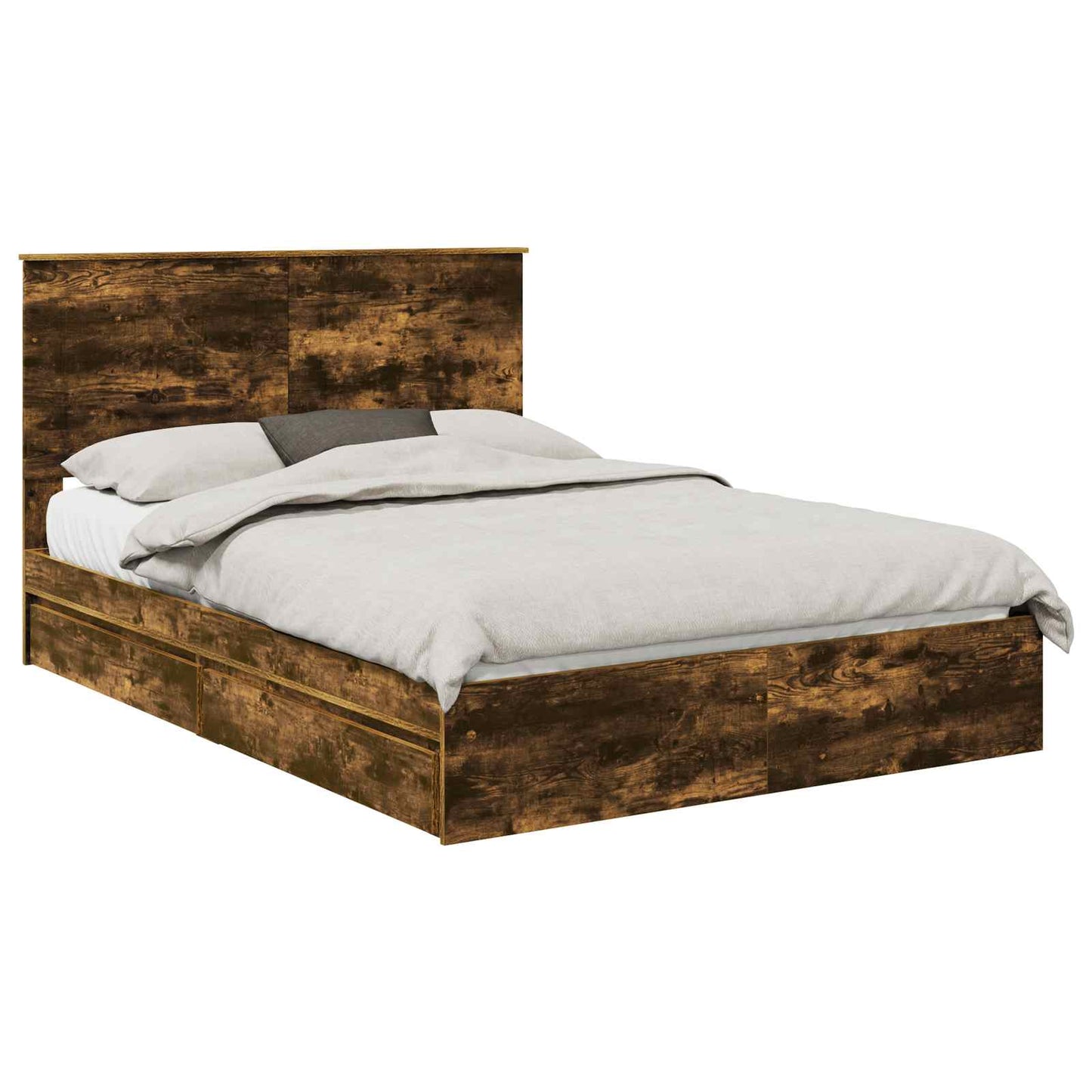 Opslag bed met lade Gerookt eiken 160 x 200 cm Bewerkt hout is nu te koop bij PeponiXL, paradijselijk wonen!