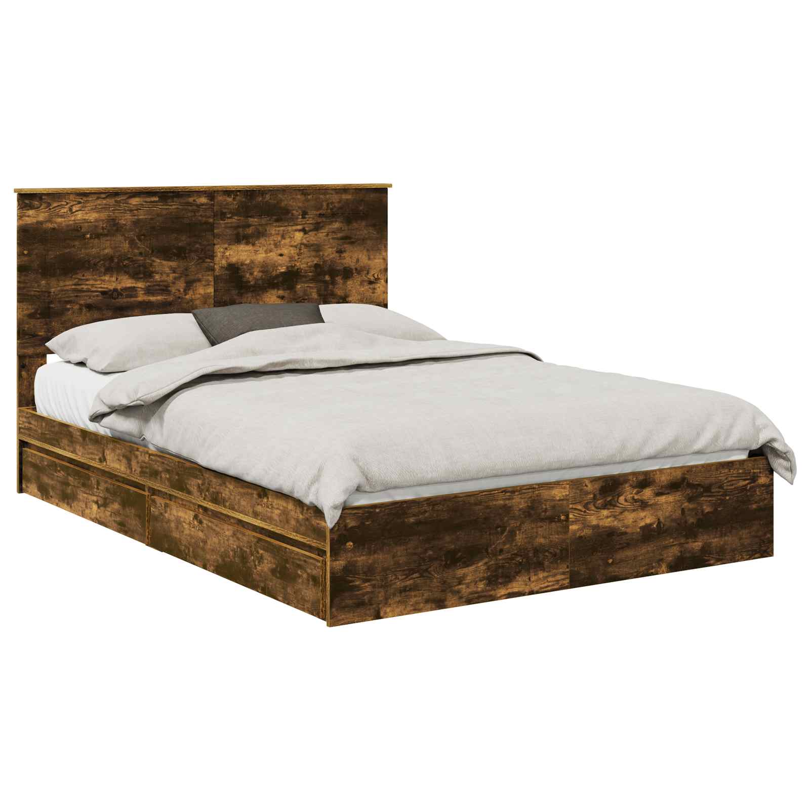 Opslag bed met lade Gerookt eiken 160 x 200 cm Bewerkt hout is nu te koop bij PeponiXL, paradijselijk wonen!