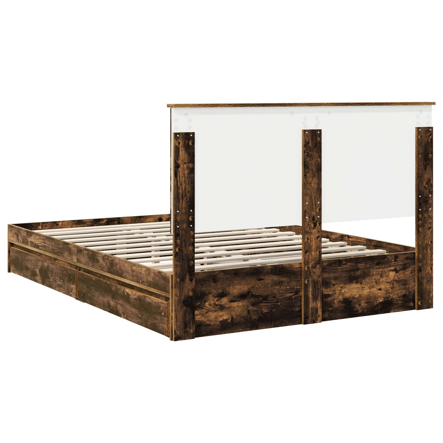 Opslag bed met lade Gerookt eiken 160 x 200 cm Bewerkt hout is nu te koop bij PeponiXL, paradijselijk wonen!