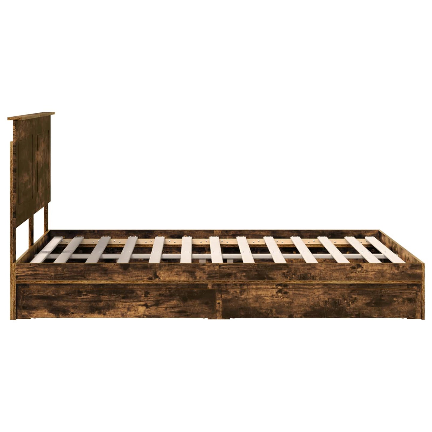 Opslag bed met lade Gerookt eiken 160 x 200 cm Bewerkt hout is nu te koop bij PeponiXL, paradijselijk wonen!