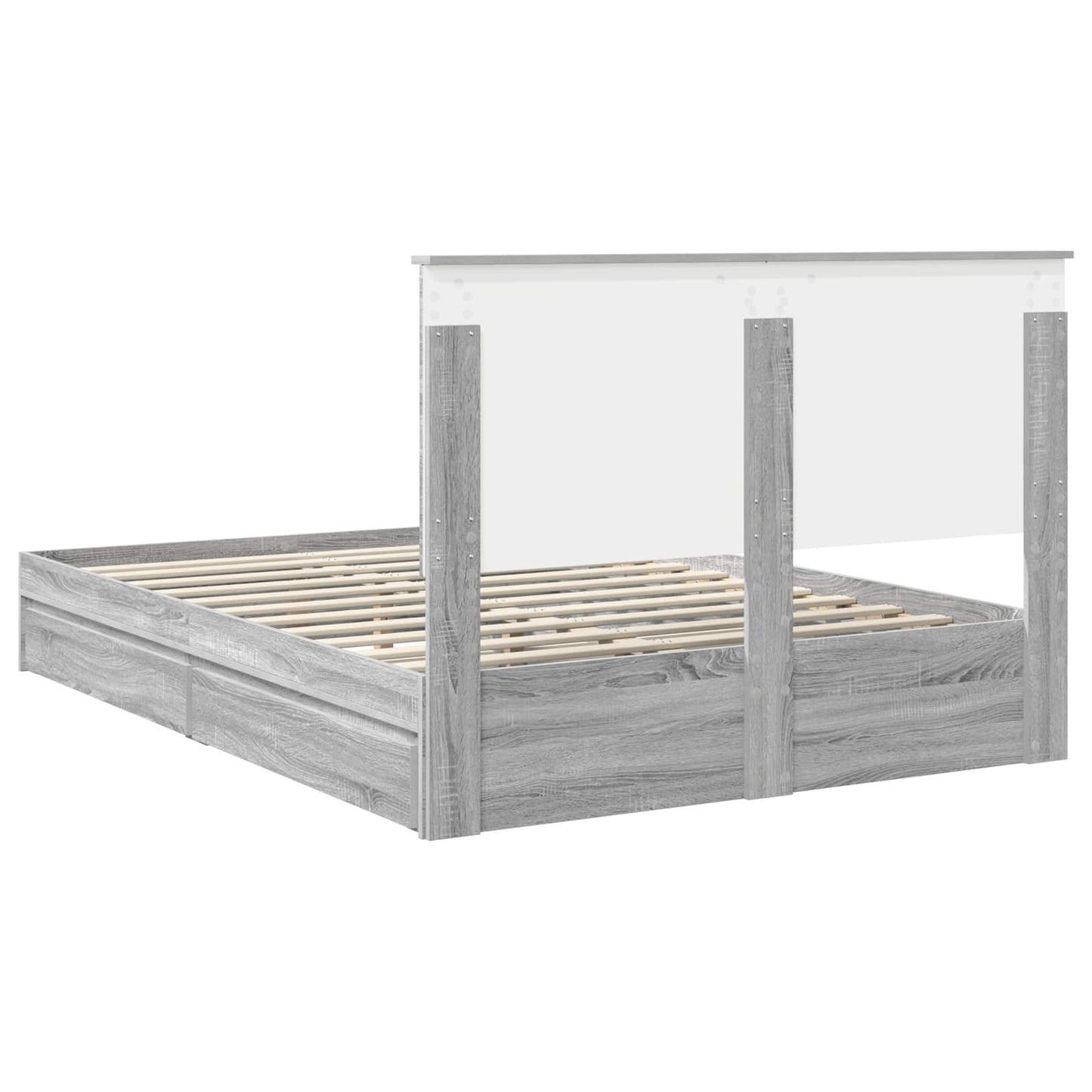 Opslag bed met lade Grijs Sonoma 160 x 200 cm Bewerkt hout is nu te koop bij PeponiXL, paradijselijk wonen!
