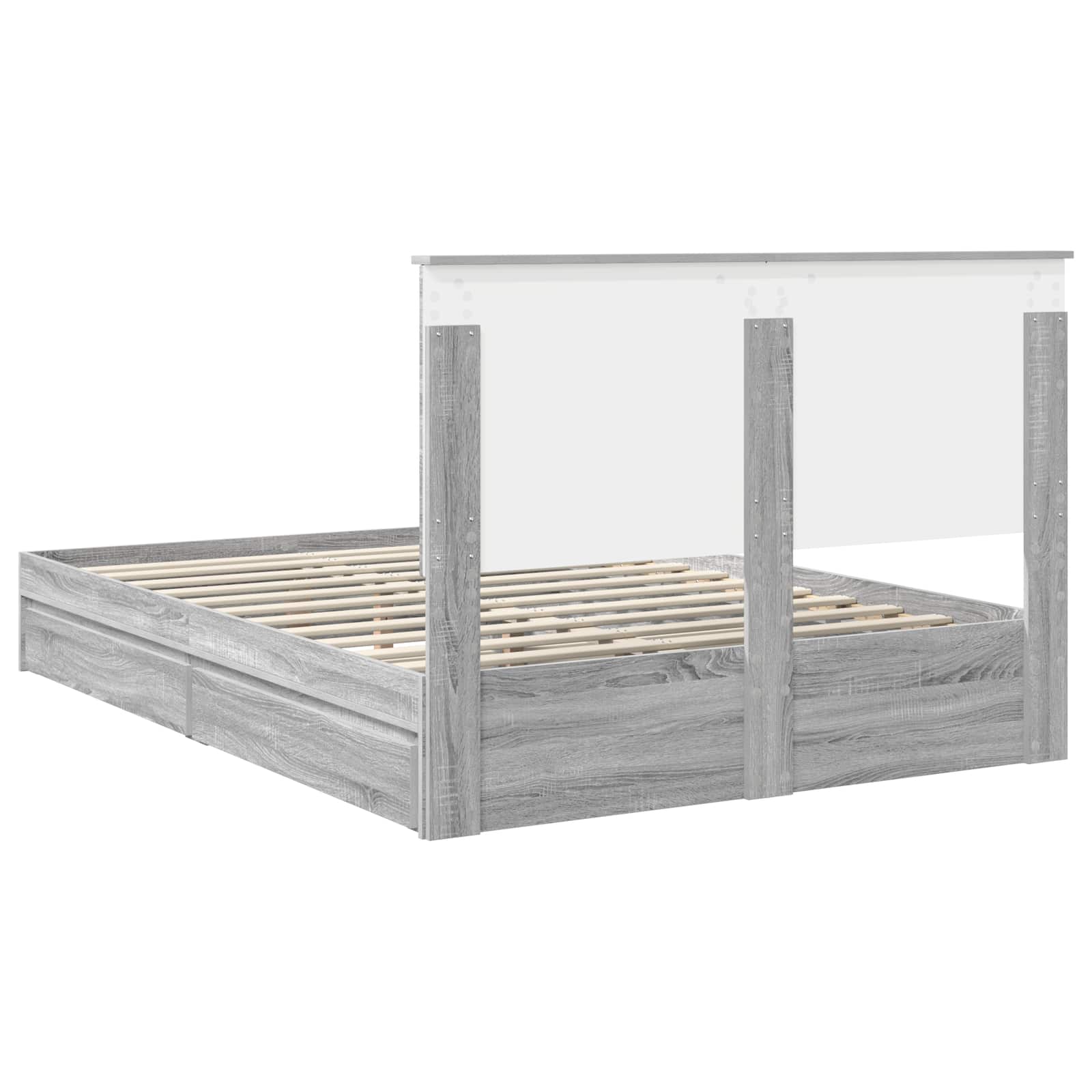 Opslag bed met lade Grijs Sonoma 160 x 200 cm Bewerkt hout is nu te koop bij PeponiXL, paradijselijk wonen!
