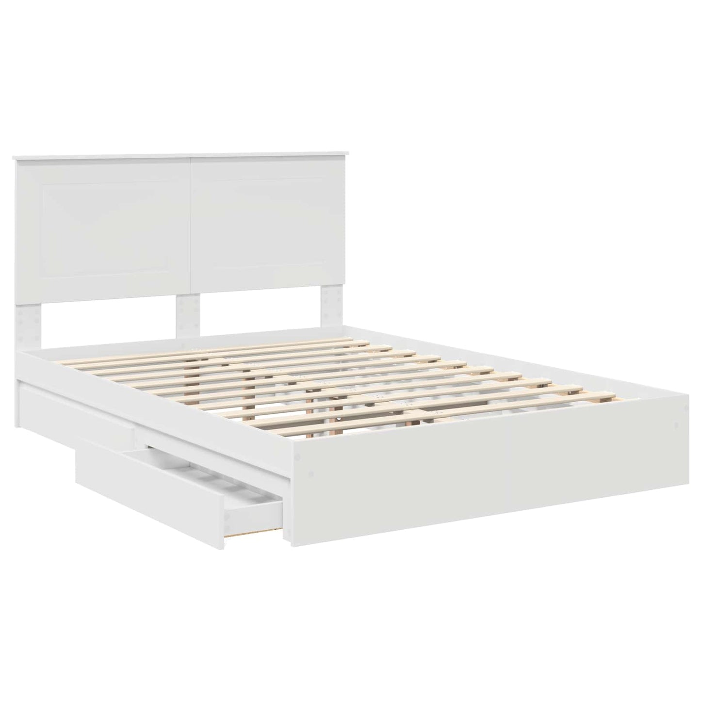 Opslag bed met hoofdeinde Wit 150 x 200 cm Bewerkt hout is nu te koop bij PeponiXL, paradijselijk wonen!