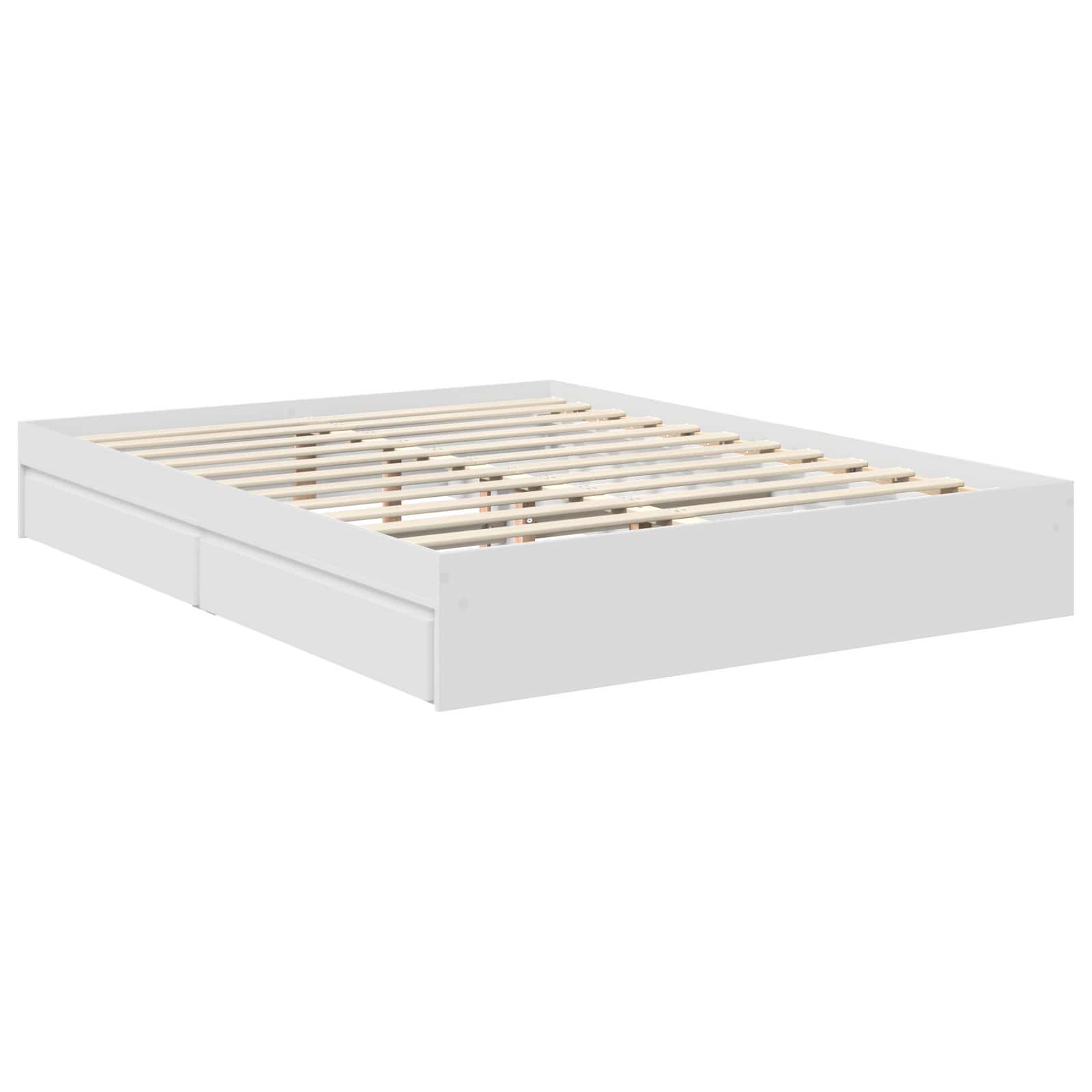 Opslag bed met hoofdeinde Wit 150 x 200 cm Bewerkt hout is nu te koop bij PeponiXL, paradijselijk wonen!