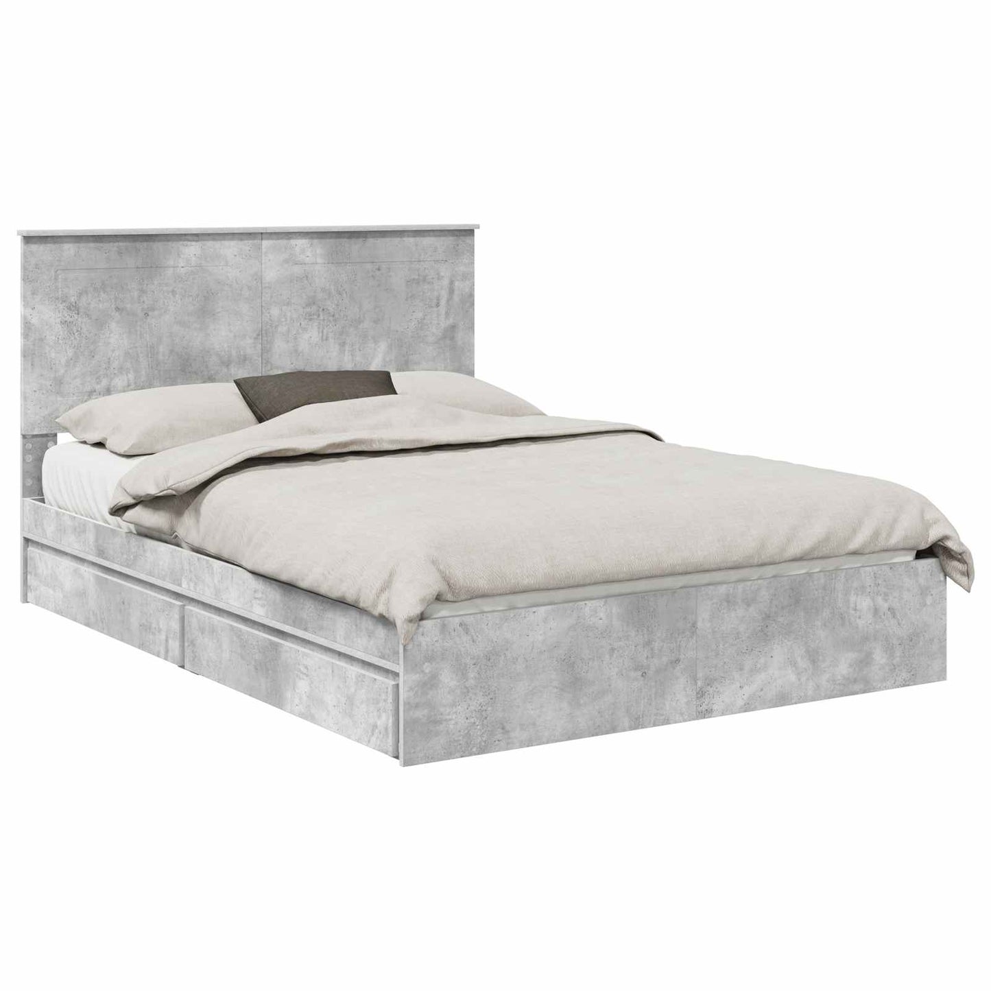Opslag bed met hoofdeinde Beton Grijs 150 x 200 cm Bewerkt hout is nu te koop bij PeponiXL, paradijselijk wonen!