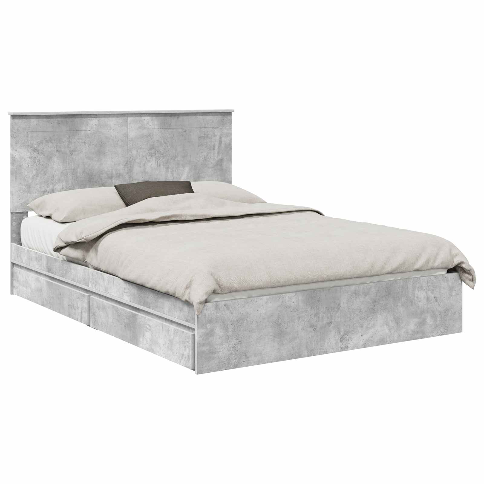 Opslag bed met hoofdeinde Beton Grijs 150 x 200 cm Bewerkt hout is nu te koop bij PeponiXL, paradijselijk wonen!