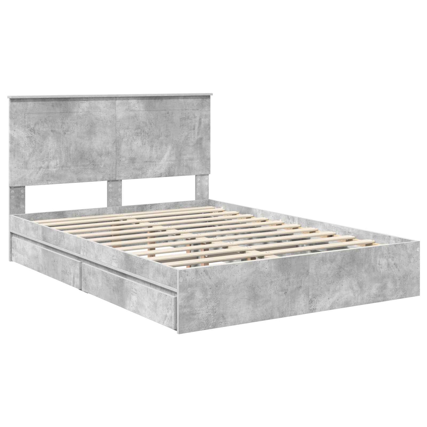 Opslag bed met hoofdeinde Beton Grijs 150 x 200 cm Bewerkt hout is nu te koop bij PeponiXL, paradijselijk wonen!