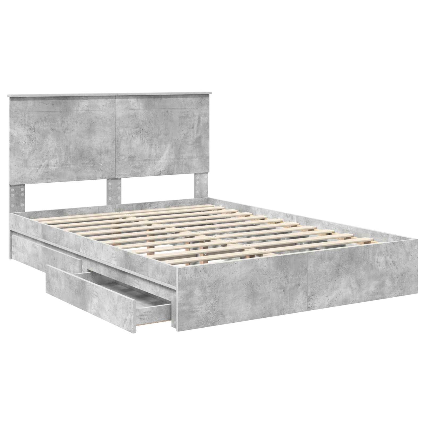 Opslag bed met hoofdeinde Beton Grijs 150 x 200 cm Bewerkt hout is nu te koop bij PeponiXL, paradijselijk wonen!
