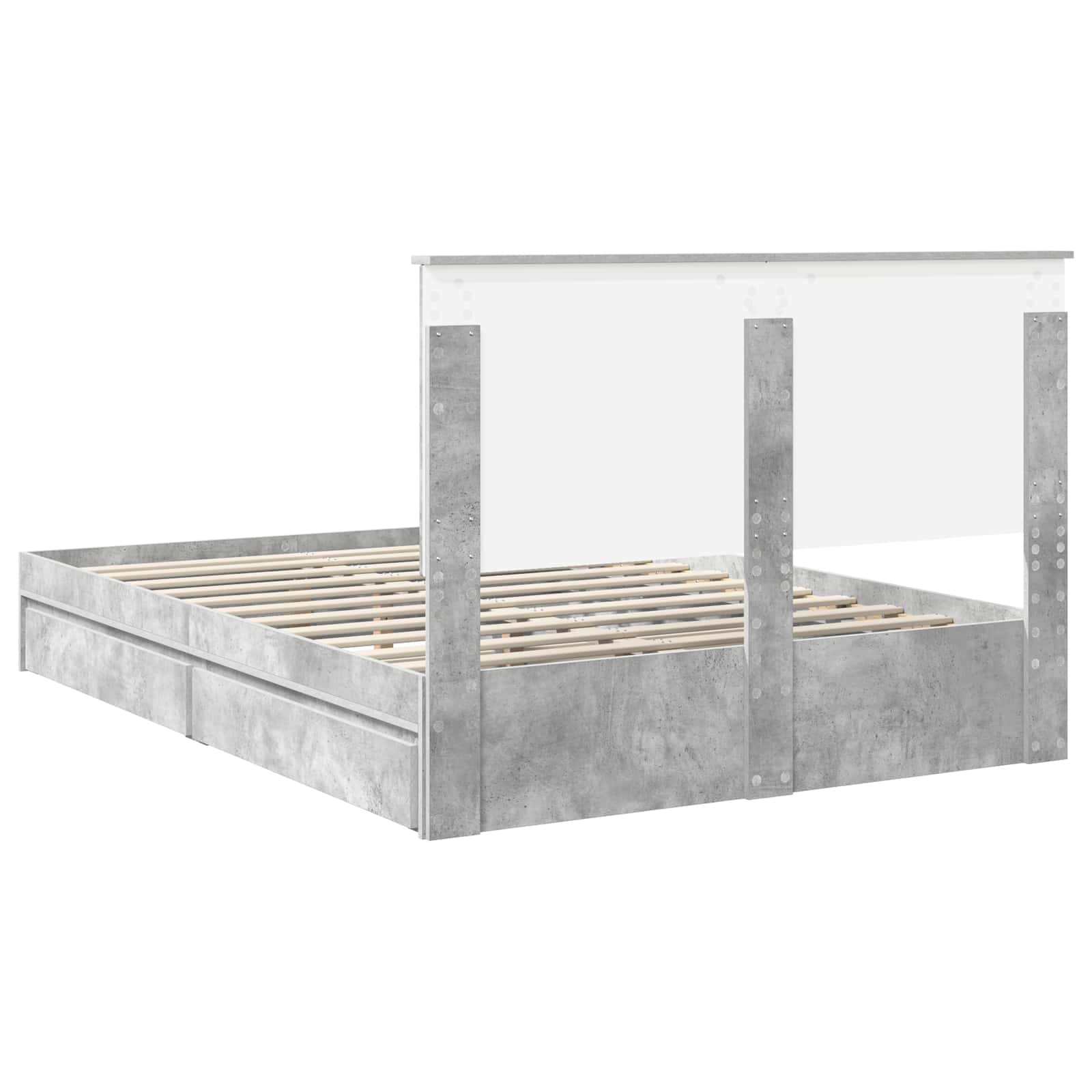 Opslag bed met hoofdeinde Beton Grijs 150 x 200 cm Bewerkt hout is nu te koop bij PeponiXL, paradijselijk wonen!