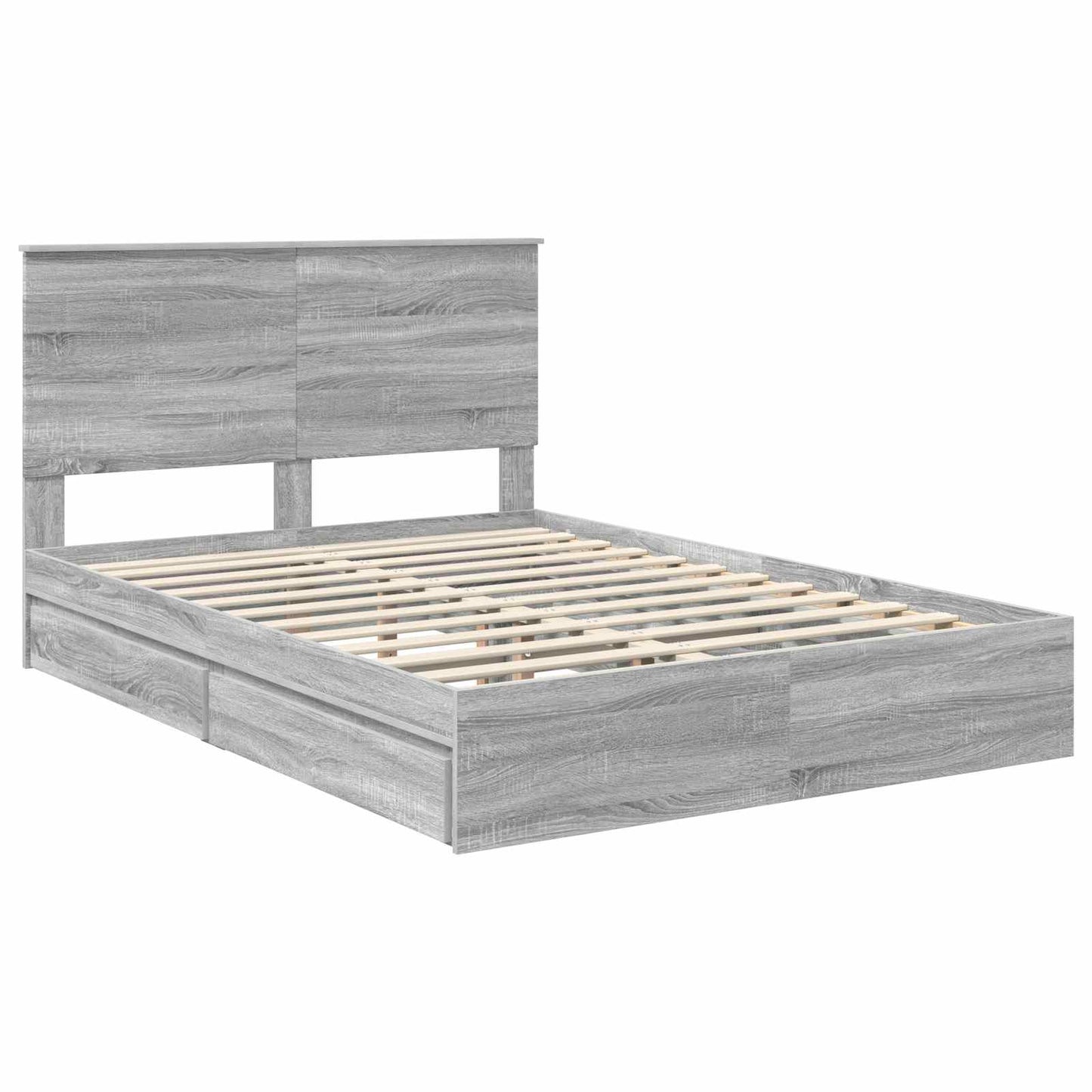Opslag bed met lade Grijs Sonoma 150 x 200 cm Bewerkt hout is nu te koop bij PeponiXL, paradijselijk wonen!