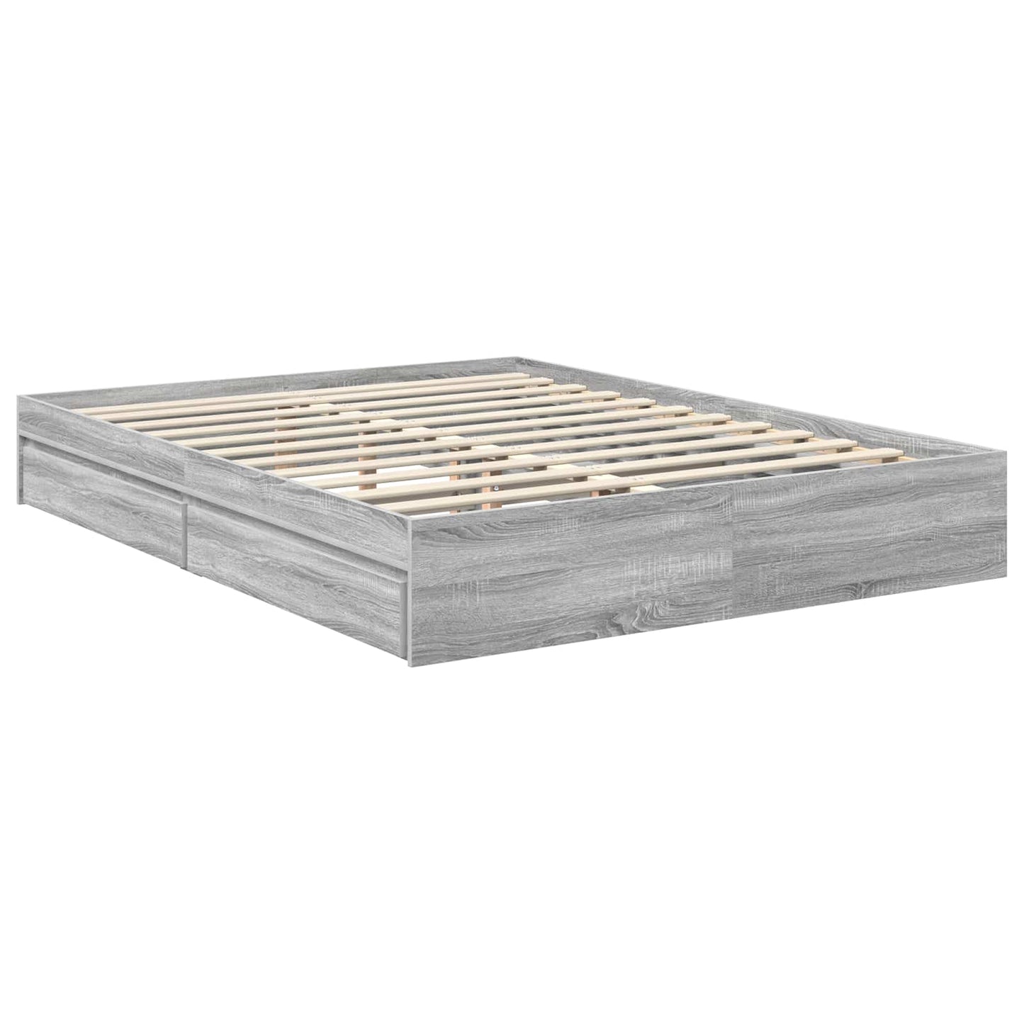 Opslag bed met lade Grijs Sonoma 150 x 200 cm Bewerkt hout is nu te koop bij PeponiXL, paradijselijk wonen!