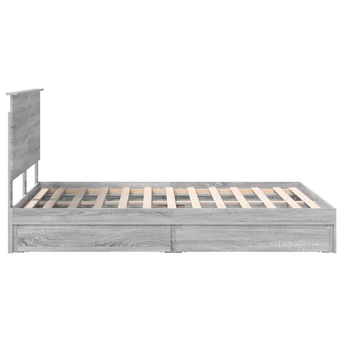 Opslag bed met lade Grijs Sonoma 150 x 200 cm Bewerkt hout is nu te koop bij PeponiXL, paradijselijk wonen!