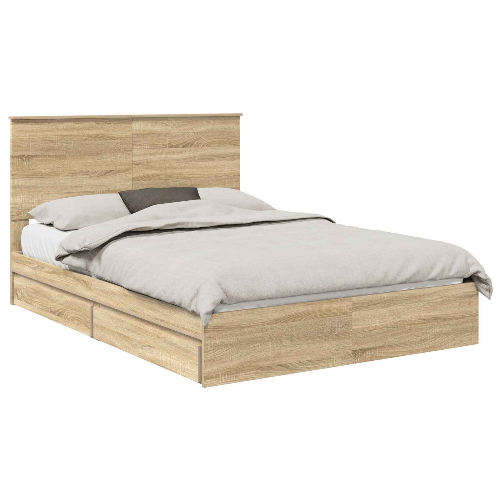Opslag bed met lade Sonoma Eiken 140 x 190 cm Bewerkt hout is nu te koop bij PeponiXL, paradijselijk wonen!