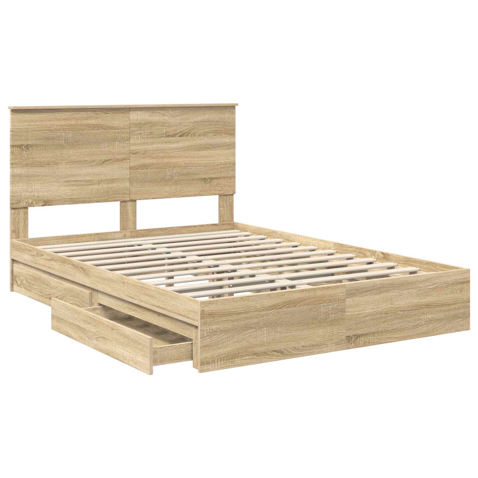 Opslag bed met lade Sonoma Eiken 140 x 190 cm Bewerkt hout is nu te koop bij PeponiXL, paradijselijk wonen!