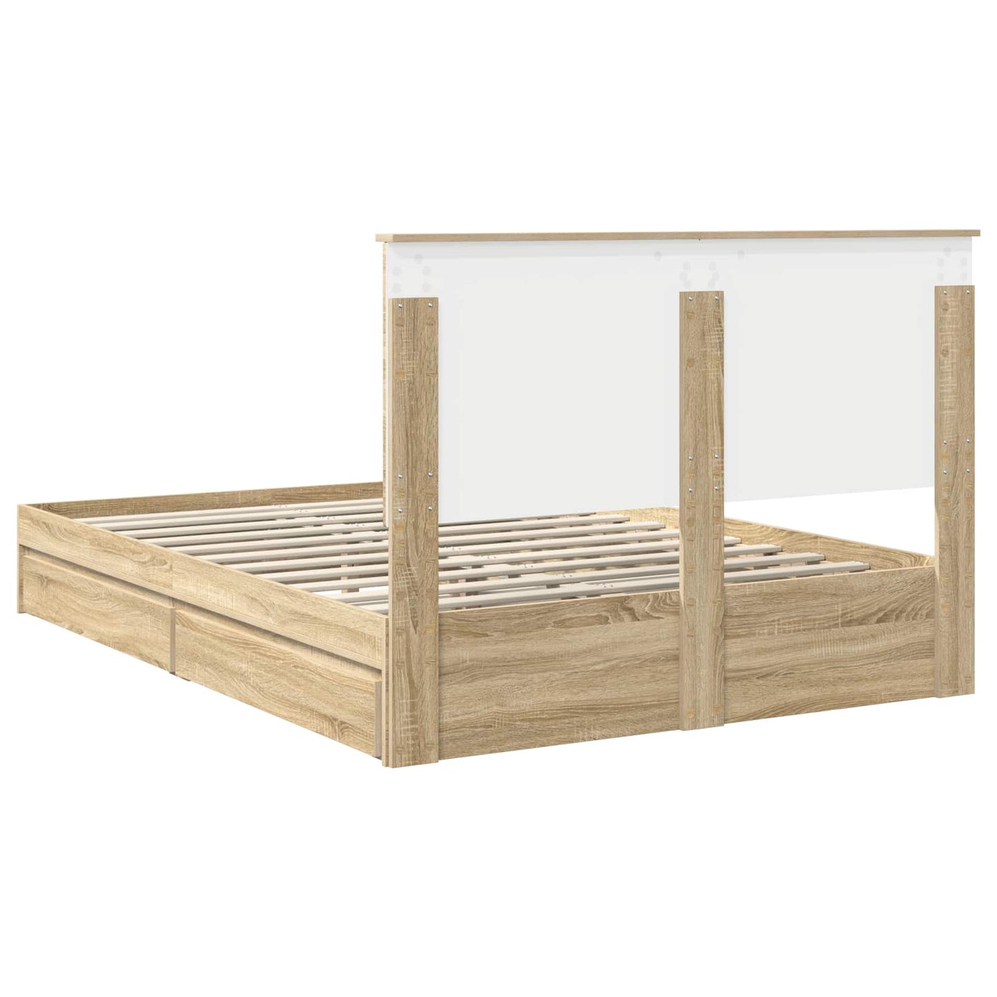 Opslag bed met lade Sonoma Eiken 140 x 190 cm Bewerkt hout is nu te koop bij PeponiXL, paradijselijk wonen!