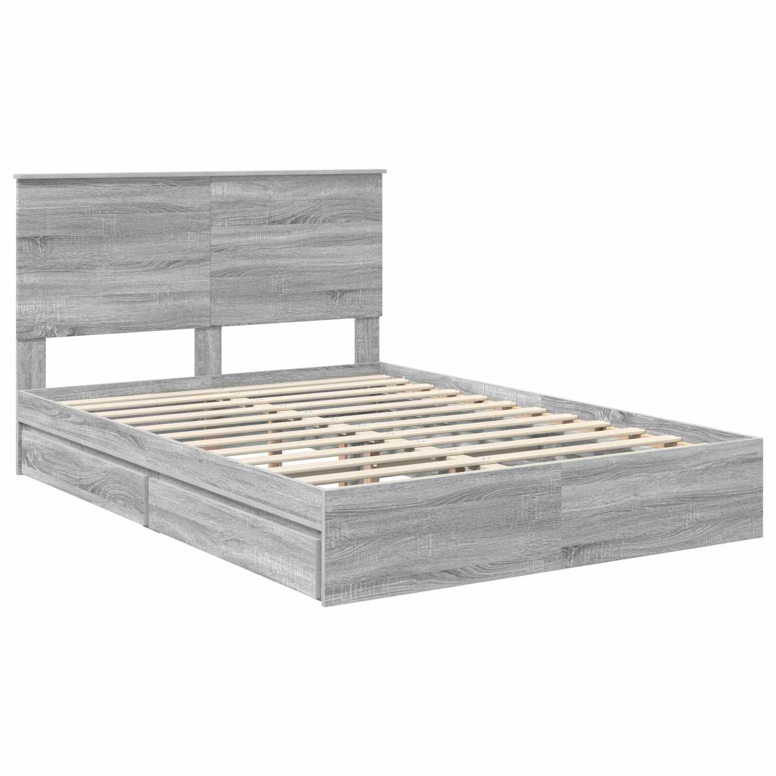 Opslag bed met lade Grijs Sonoma 140 x 200 cm Bewerkt hout is nu te koop bij PeponiXL, paradijselijk wonen!