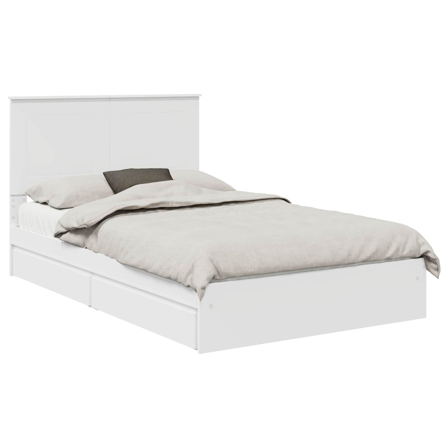 Opslag bed met lade met opslag Wit 135 x 190 cm Bewerkt hout