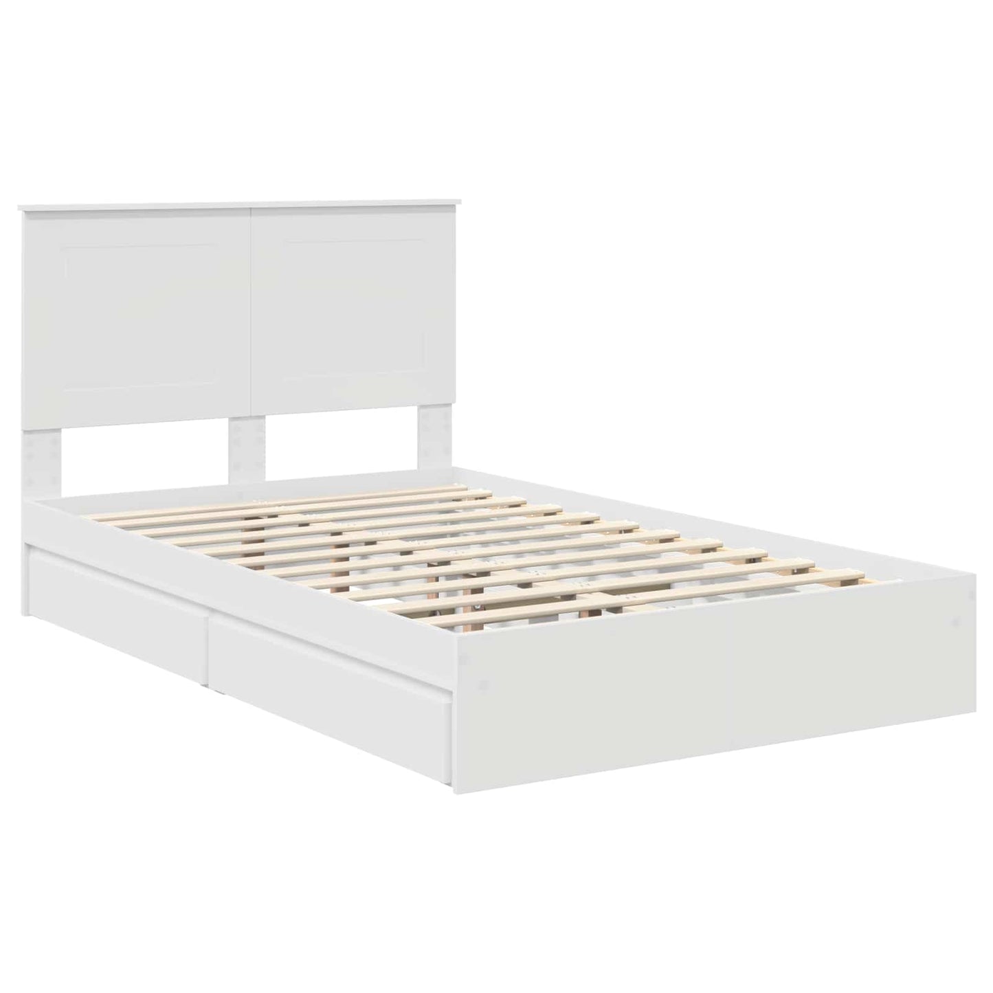 Opslag bed met lade met opslag Wit 135 x 190 cm Bewerkt hout