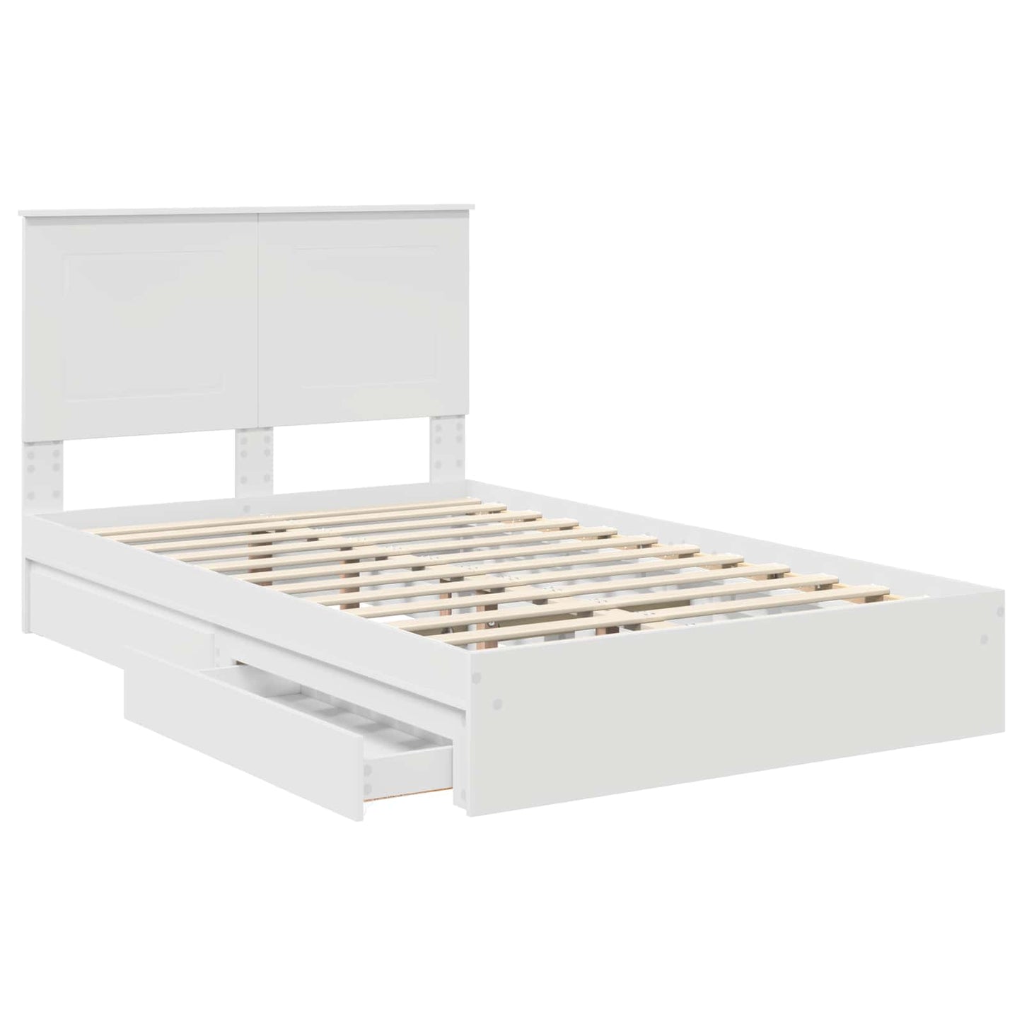 Opslag bed met lade met opslag Wit 135 x 190 cm Bewerkt hout
