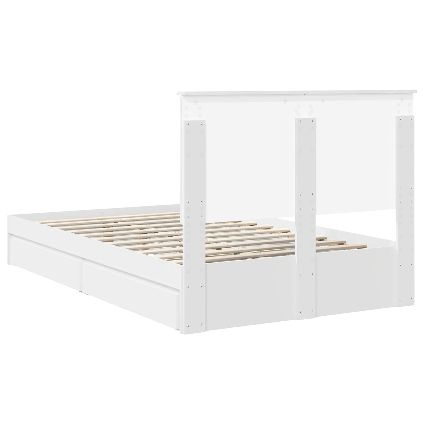 Opslag bed met lade met opslag Wit 135 x 190 cm Bewerkt hout