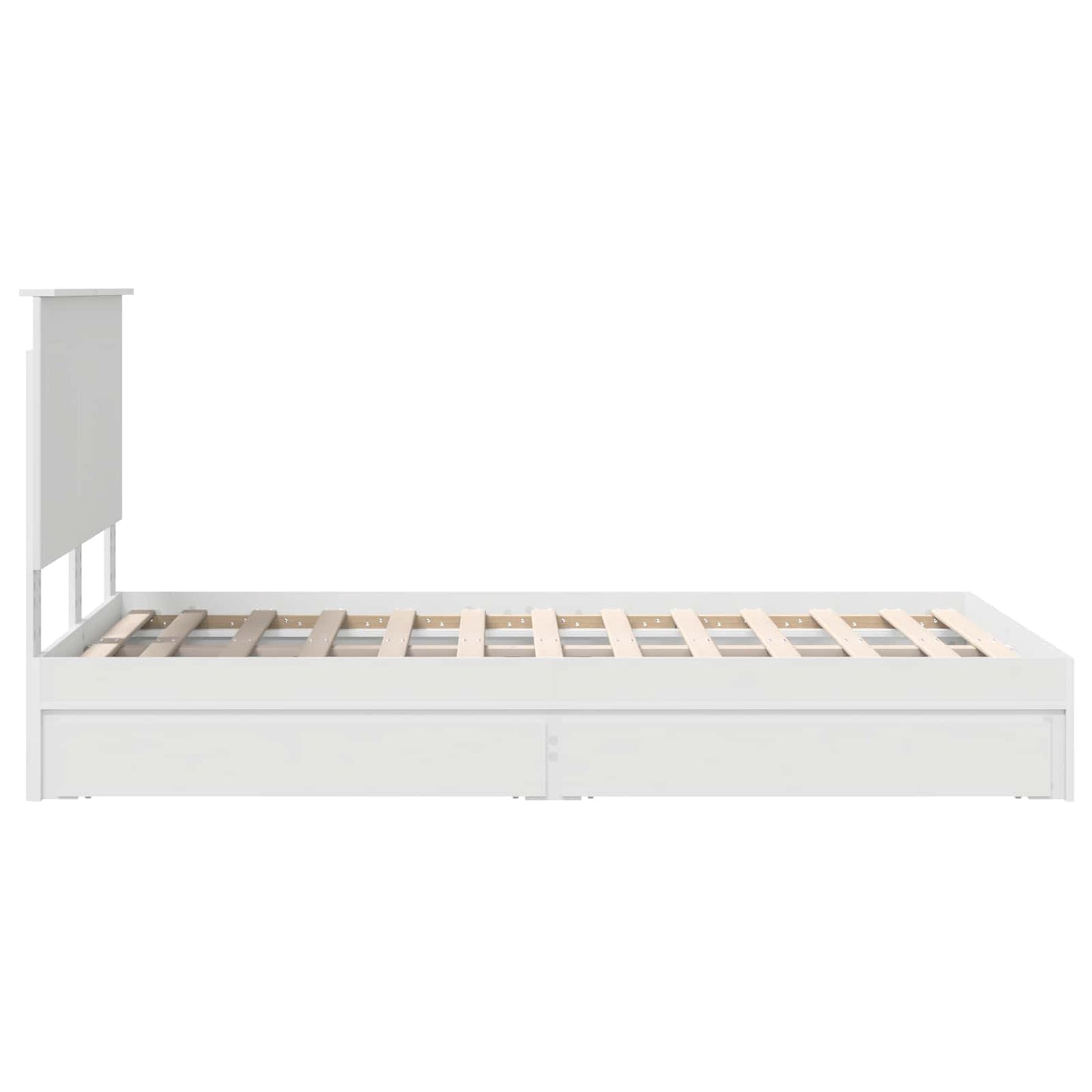 Opslag bed met lade met opslag Wit 135 x 190 cm Bewerkt hout