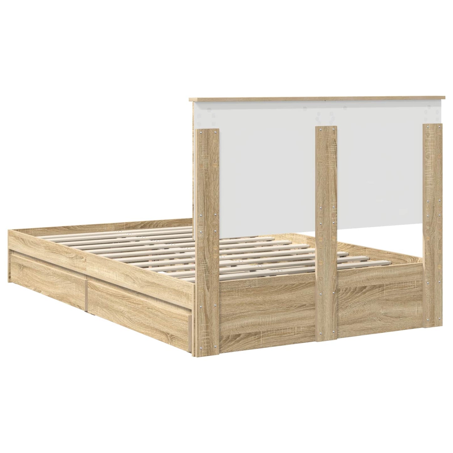 Opslag bed met lade Sonoma Eiken 135 x 190 cm Bewerkt hout is nu te koop bij PeponiXL, paradijselijk wonen!