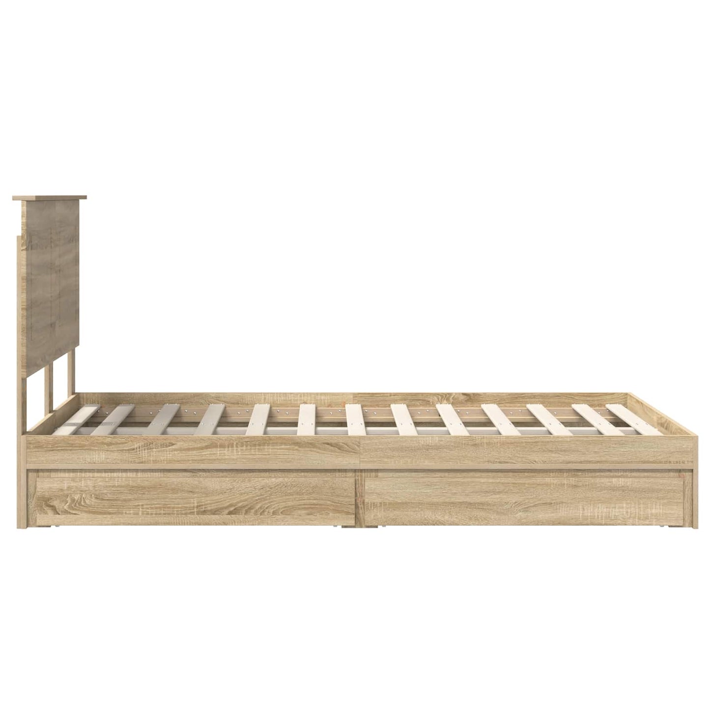 Opslag bed met lade Sonoma Eiken 135 x 190 cm Bewerkt hout is nu te koop bij PeponiXL, paradijselijk wonen!
