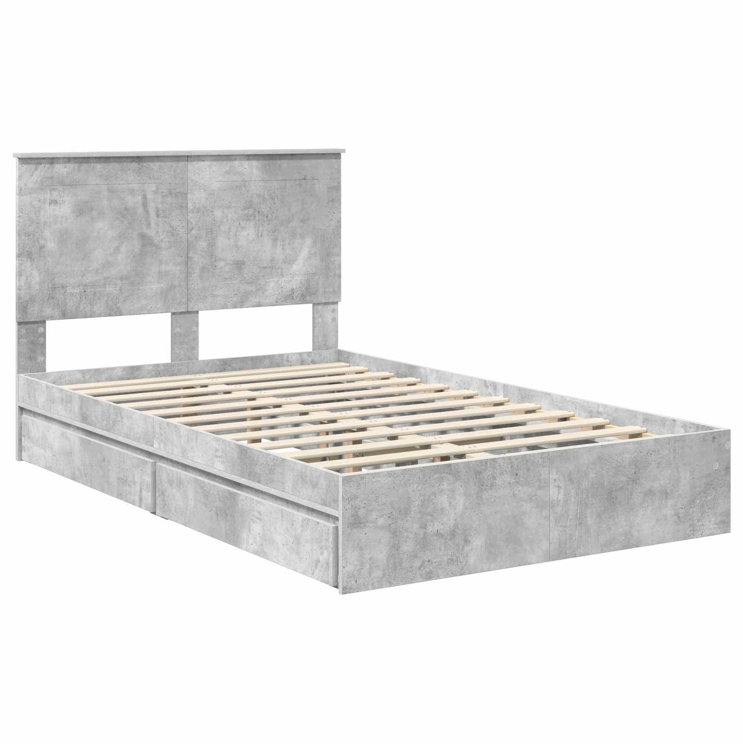 Opslag bed met hoofdeinde Beton Grijs 135 x 190 cm Bewerkt hout is nu te koop bij PeponiXL, paradijselijk wonen!