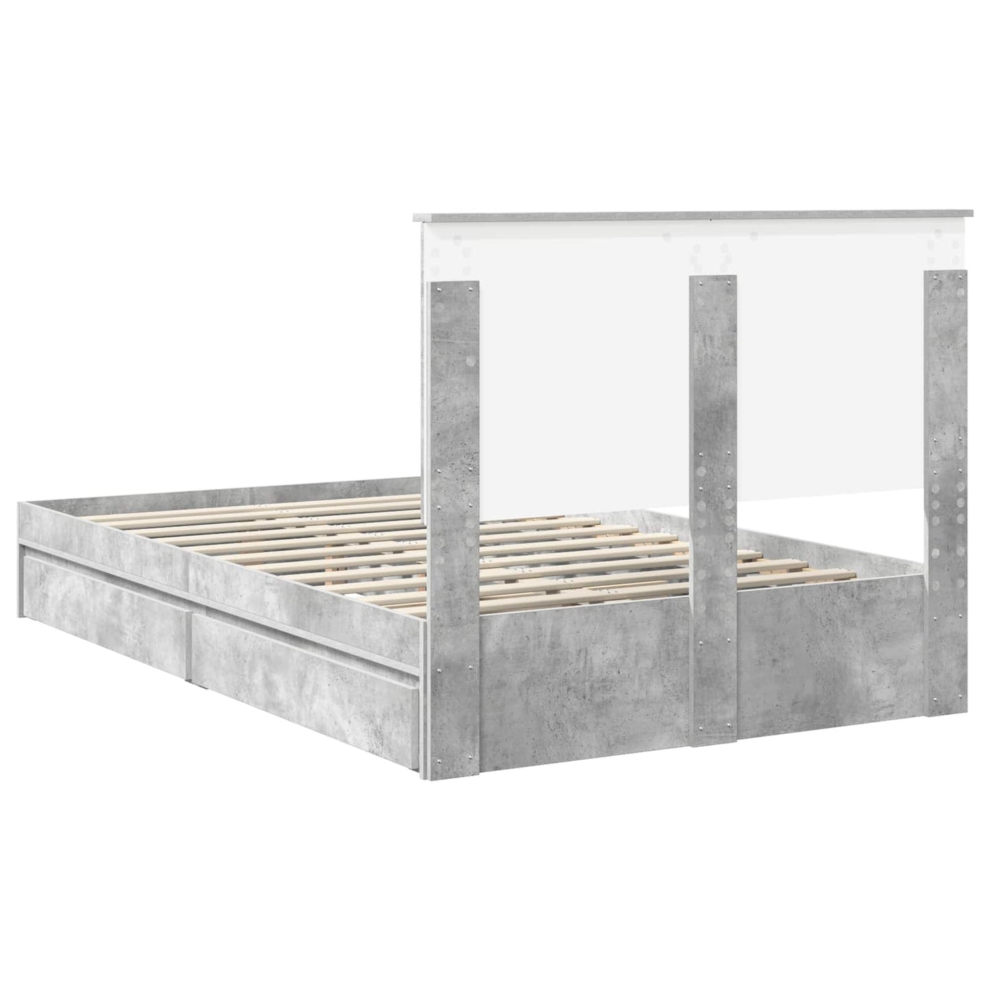 Opslag bed met hoofdeinde Beton Grijs 135 x 190 cm Bewerkt hout is nu te koop bij PeponiXL, paradijselijk wonen!
