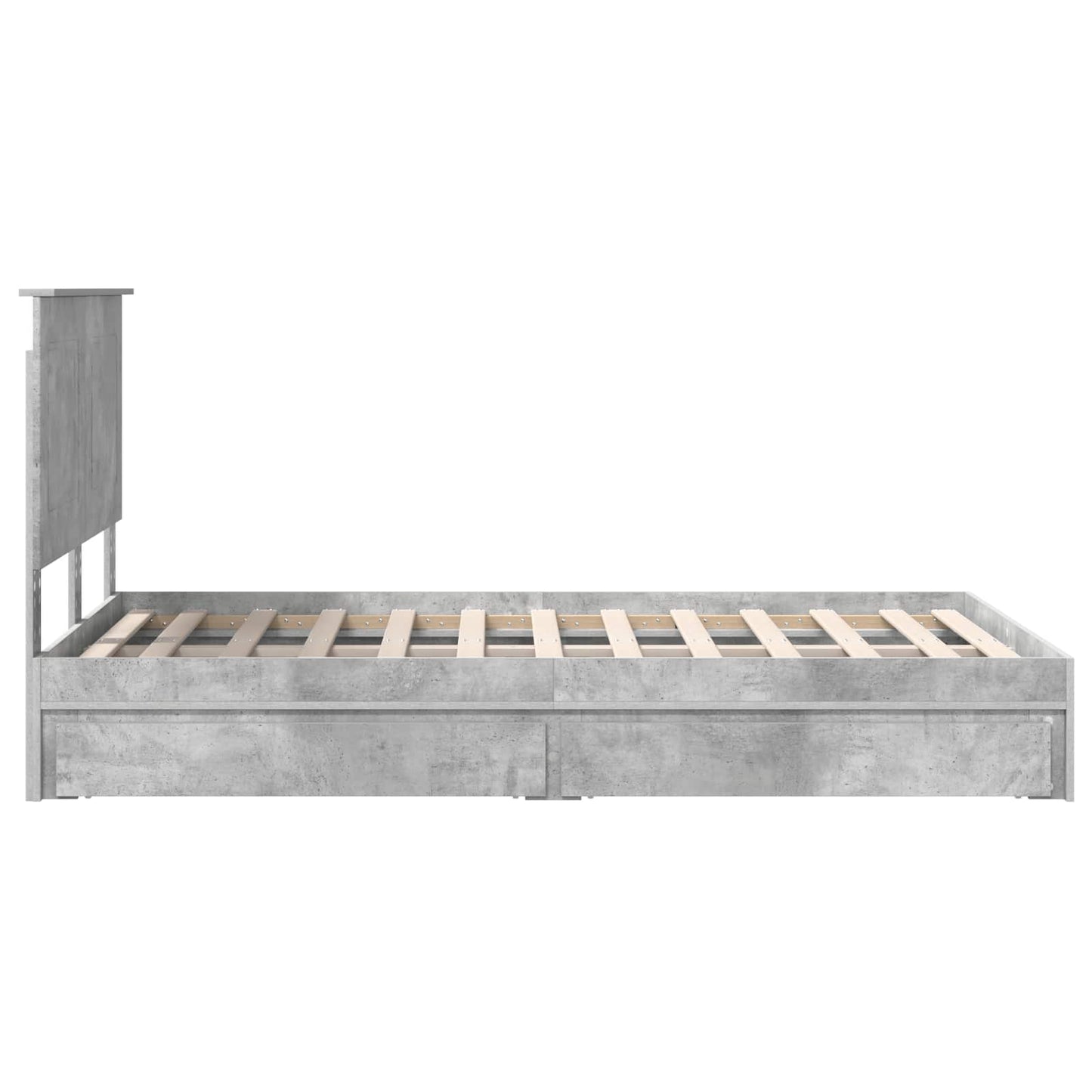Opslag bed met hoofdeinde Beton Grijs 135 x 190 cm Bewerkt hout is nu te koop bij PeponiXL, paradijselijk wonen!