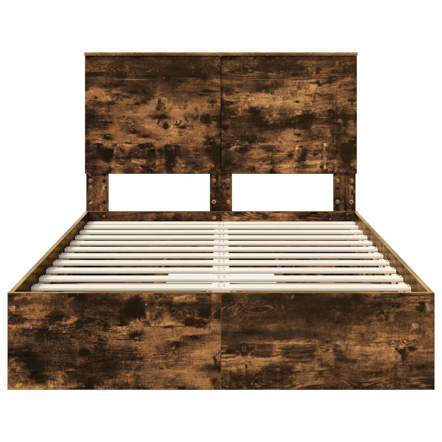 Opslag bed met lade Gerookt eiken 135 x 190 cm Bewerkt hout is nu te koop bij PeponiXL, paradijselijk wonen!