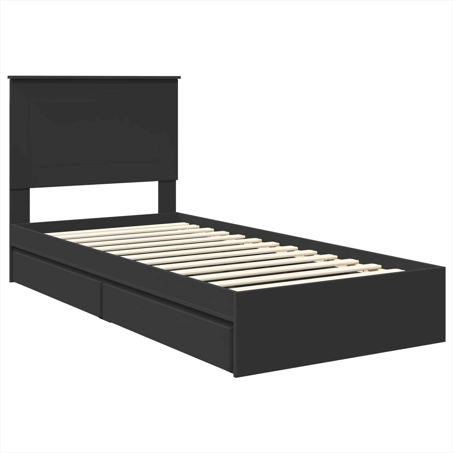 Opslag bed met hoofdeinde Zwart 100 x 200 cm Bewerkt hout is nu te koop bij PeponiXL, paradijselijk wonen!