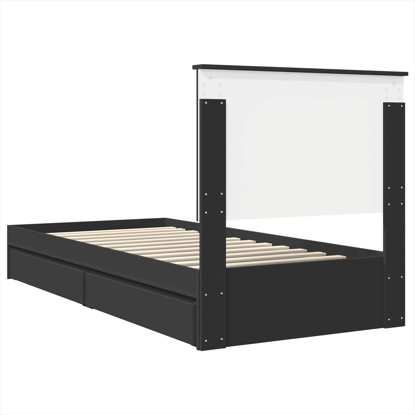 Opslag bed met hoofdeinde Zwart 100 x 200 cm Bewerkt hout is nu te koop bij PeponiXL, paradijselijk wonen!